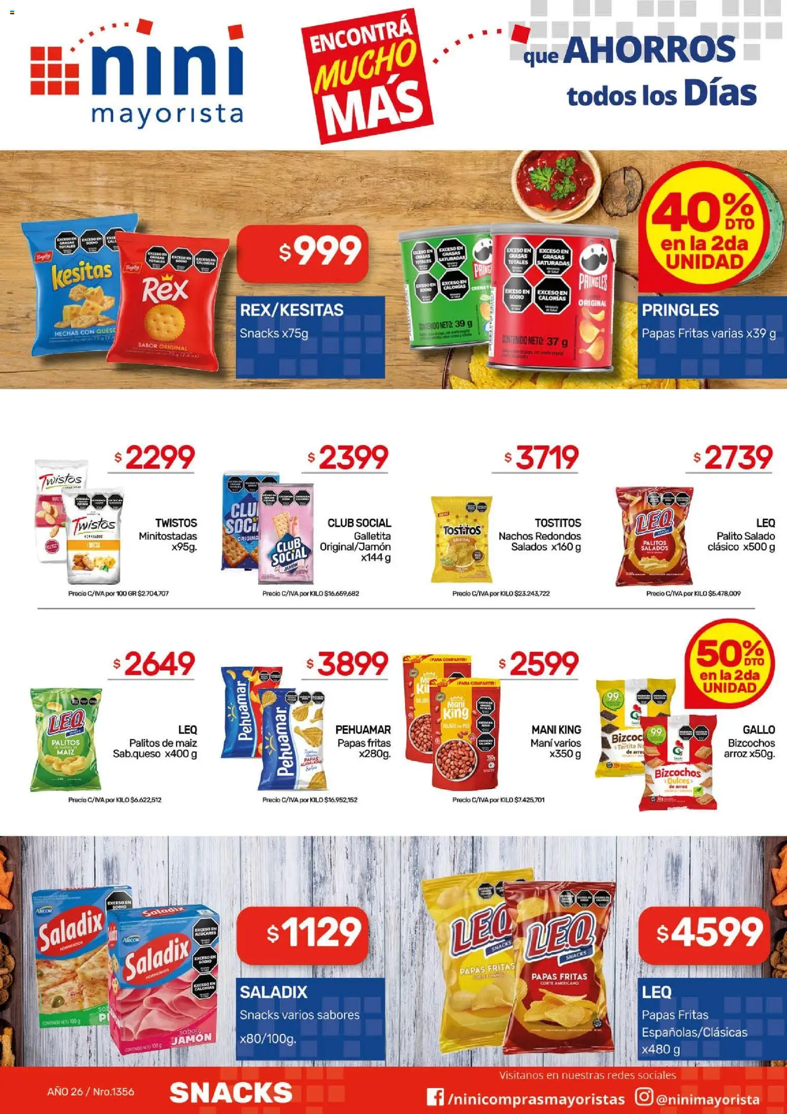 NINI Mayorista ofertas │ válido desde el 20.04.2026 | Página: 19 | Productos: Maiz, Arroz, Papas fritas, Bizcochos