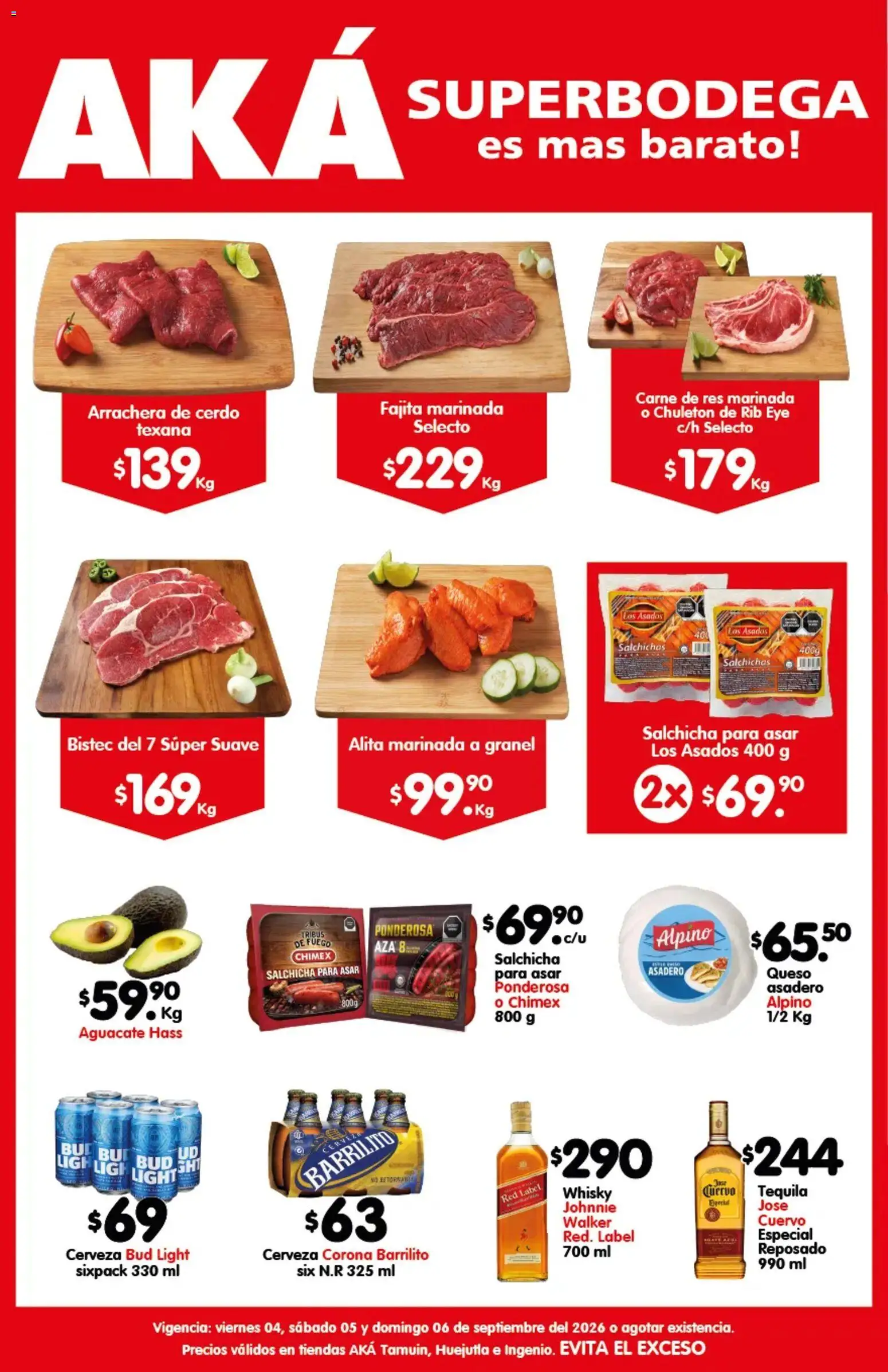Nuevas ofertas de Arteli válidas en toda la República Mexicana desde el 04/09/2026. ¡Encuentra las mejores ofertas en Arteli folleto Carnita Asada Aká Superbodegas Foraneas! | Página: 1 | Productos: Cerdo, Res, Carne de res, Whisky