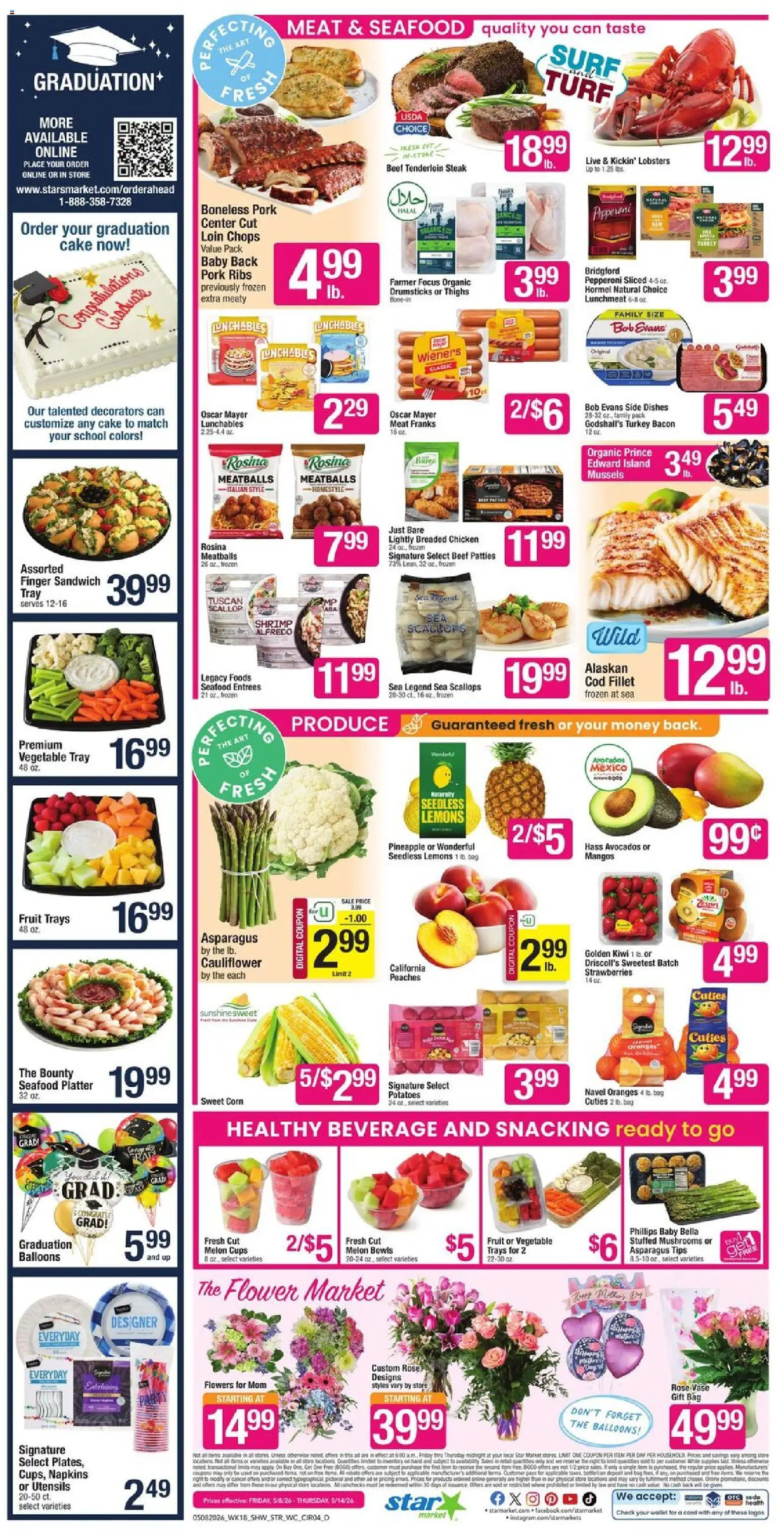 Star Market Weekly Ad - MA - valid from 08.05.2026 | Page: 5 | Products: Corn, Asparagus, Strawberries, Cauliflower