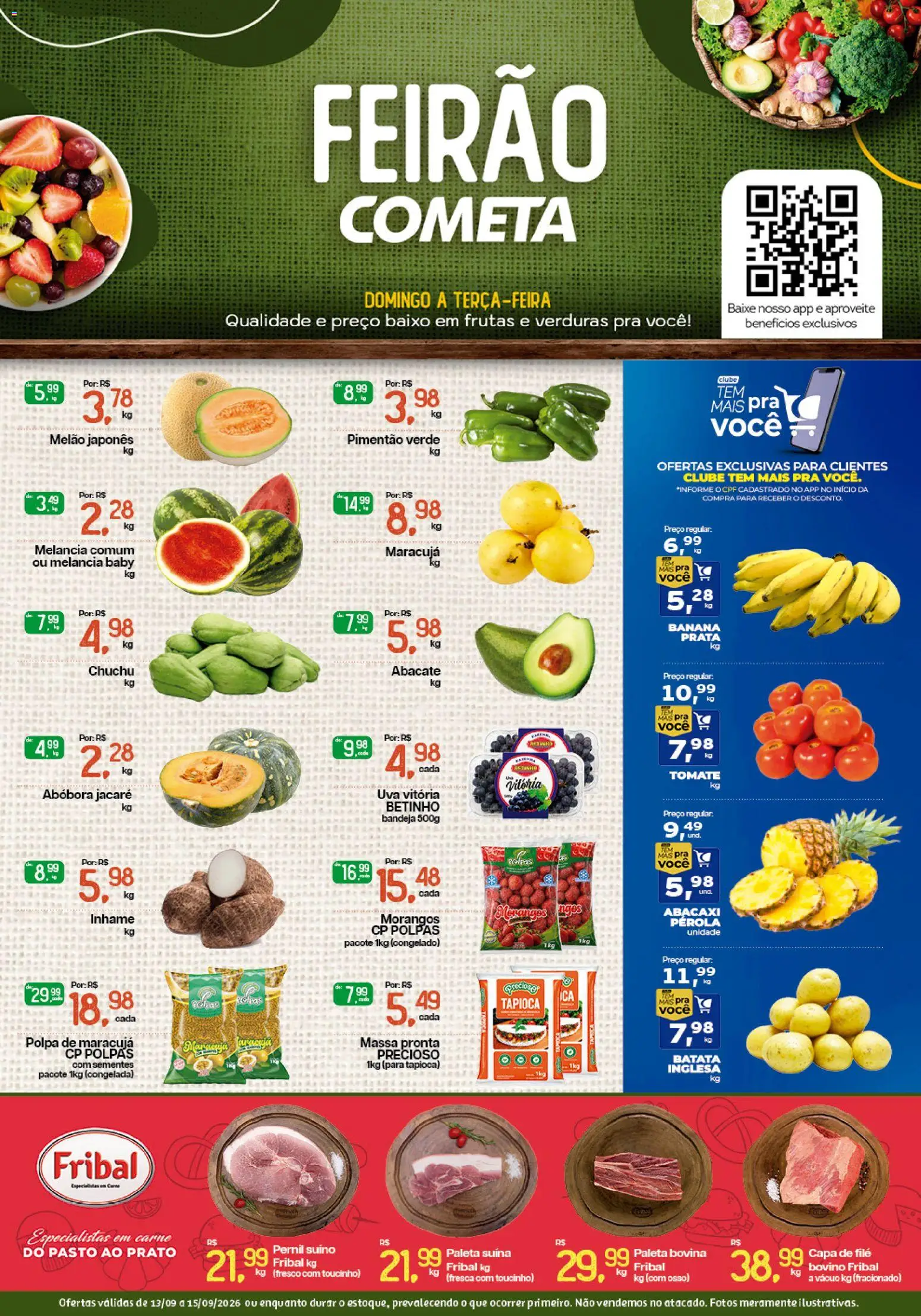 Cometa Supermercados Folheto - válido de 13/09/2026 | Página: 1 | Produtos: Tapioca, Abacate, Abacaxi, Baixo