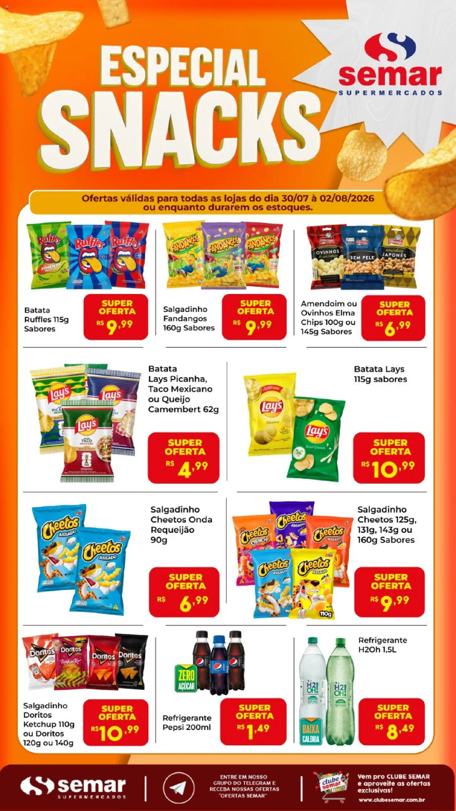 Semar Supermercado Folheto - válido de 30/07/2026 | Página: 1 | Produtos: Queijo, Ketchup, Refrigerante, Requeijão