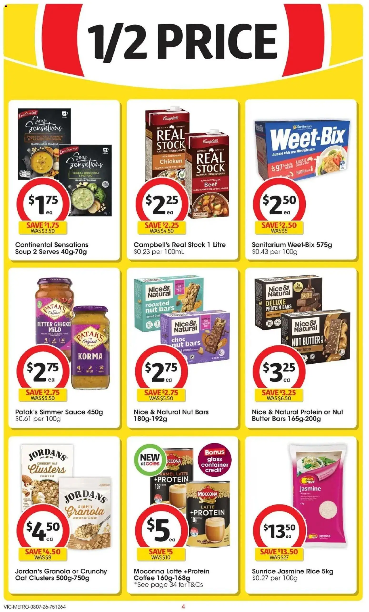 Coles catalogue - valid from 07/07/2026 | Page: 4 | Products: Granola, Beef, Sauce, Garlic