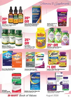 Preview of Bi-Mart weekly ads valid from 08/01/2026 | Page: 15 | Products: Melatonin, Saw, Garlic