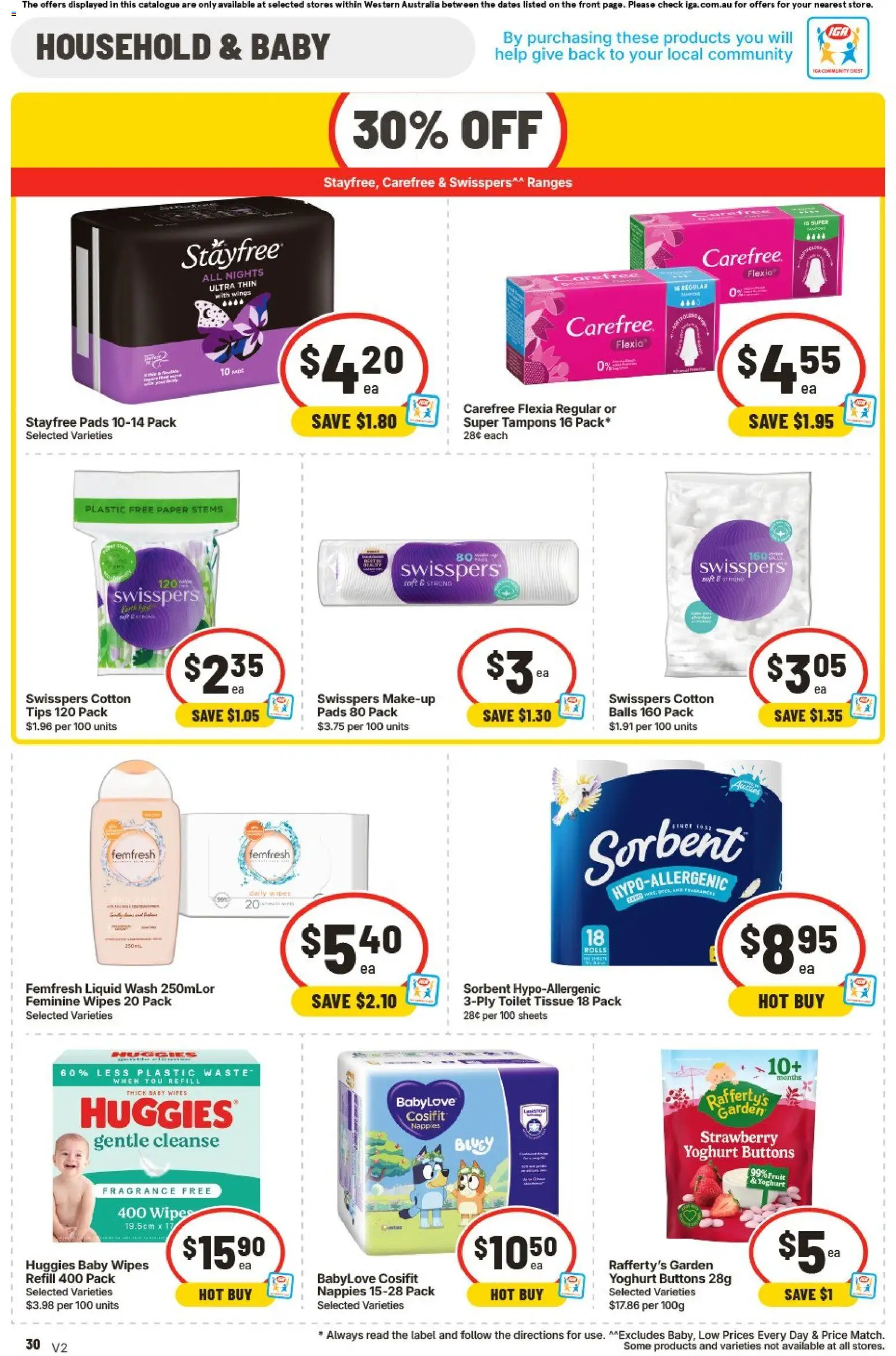 IGA catalogue - valid from 12/08/2026 | Page: 30 | Products: Household, Makeup, Nappies, Tampons