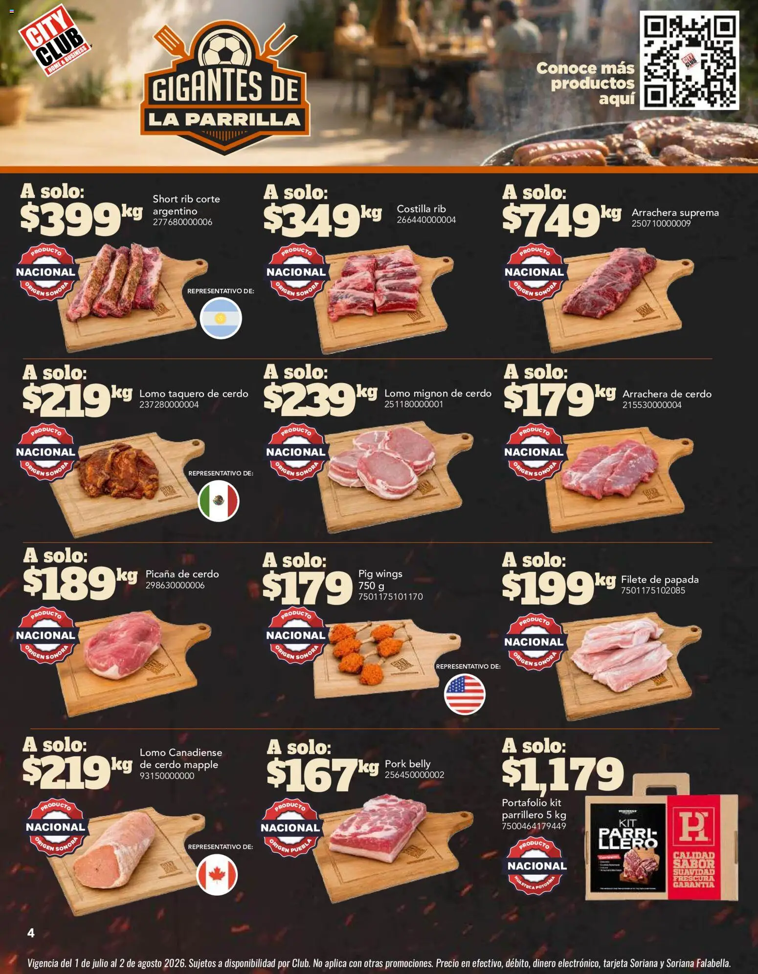 Nuevas ofertas de City Club válidas en toda la República Mexicana desde el 01/07/2026. ¡Encuentra las mejores ofertas en City Club catálogo! | Página: 4 | Productos: Cerdo, Parrilla, Short