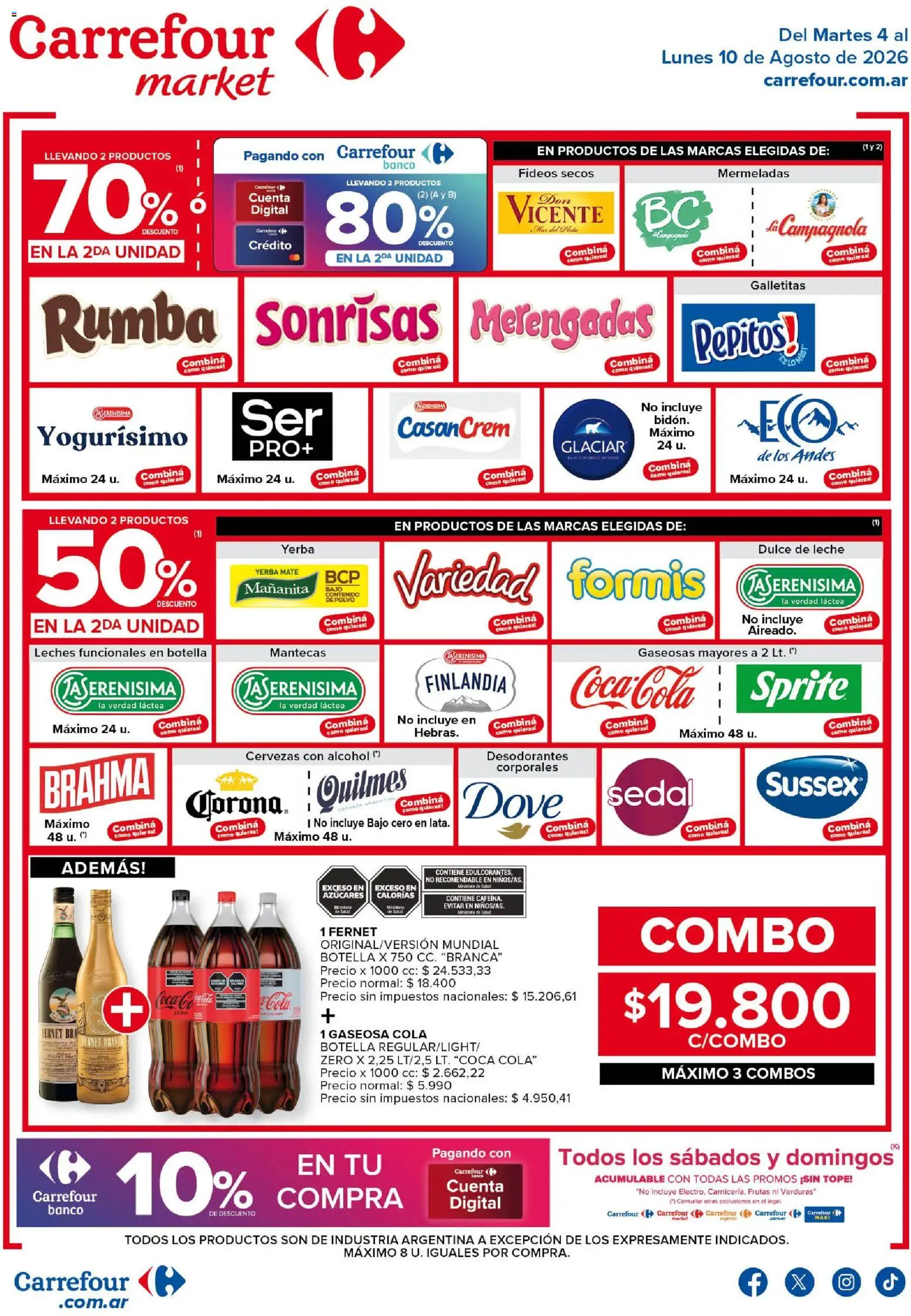 Carrefour Market catálogo │ válido desde el 04/08/2026 | Página: 2 | Productos: Mate, Fernet, Gaseosa, Leche