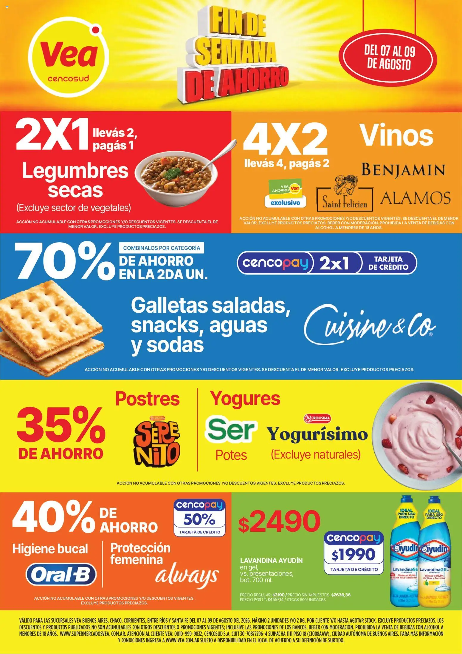 Vea - Fin de semana de ahorro BA Nea │ válido desde el 07/08/2026 | Página: 1 | Productos: Legumbres, Bebidas, Higiene bucal, Alcohol