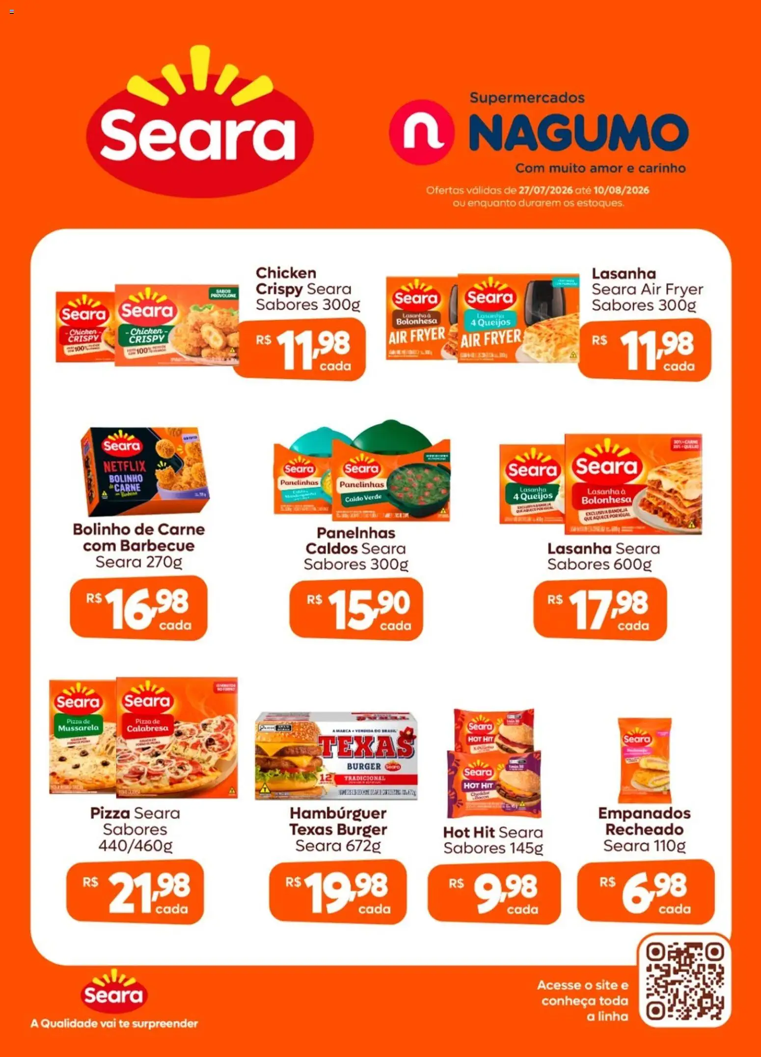 Nagumo Folheto - válido de 27/07/2026 | Página: 1 | Produtos: Air fryer, Provolone, Hambúrguer, Lasanha