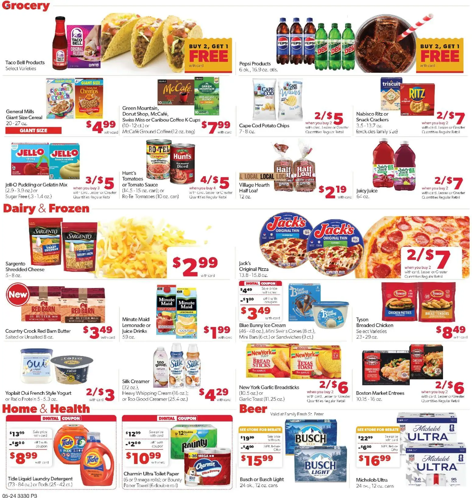 Family Fare Weekly Ad - MN - valid from 24.05.2026 | Page: 3 | Products: Yogurt, Juice, Tomatoes, Chips