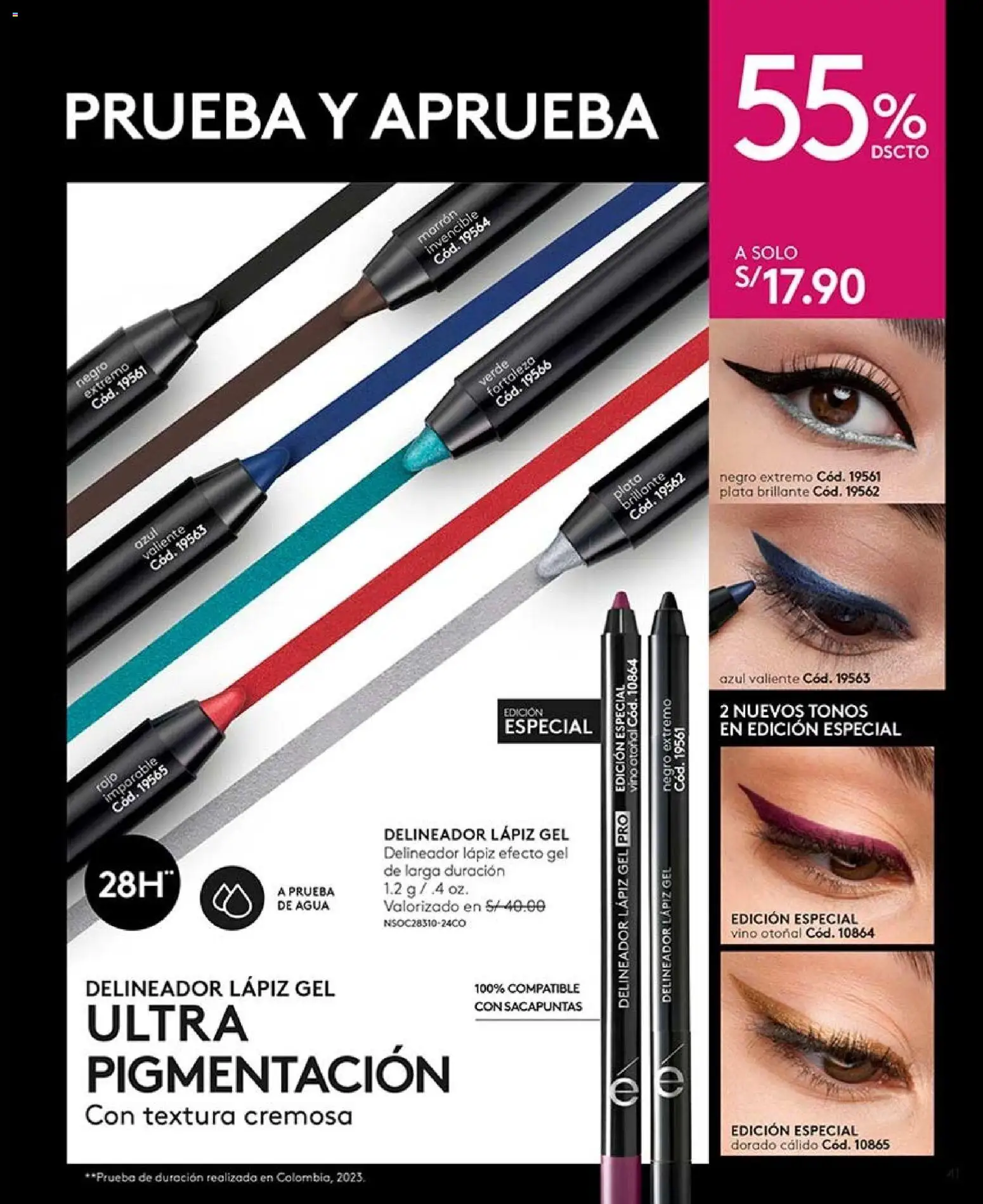 Catálogo Ésika válido desde 11/07/2026 | Página: 41 | Productos: Delineador, Vino, Agua, Sacapuntas