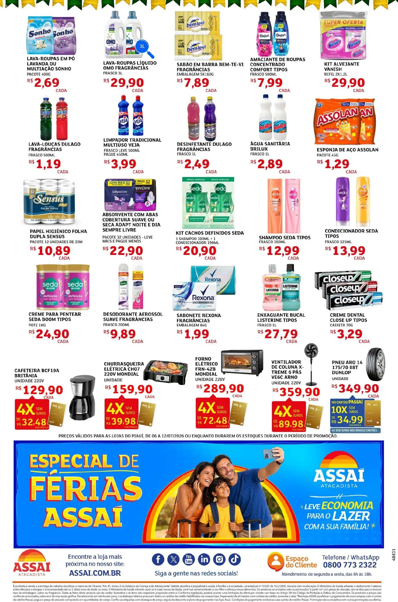 Assaí Atacadista Folheto - válido de 06/07/2026 | Página: 4 | Produtos: Ventilador, Pneu, Desinfetante, Água sanitária