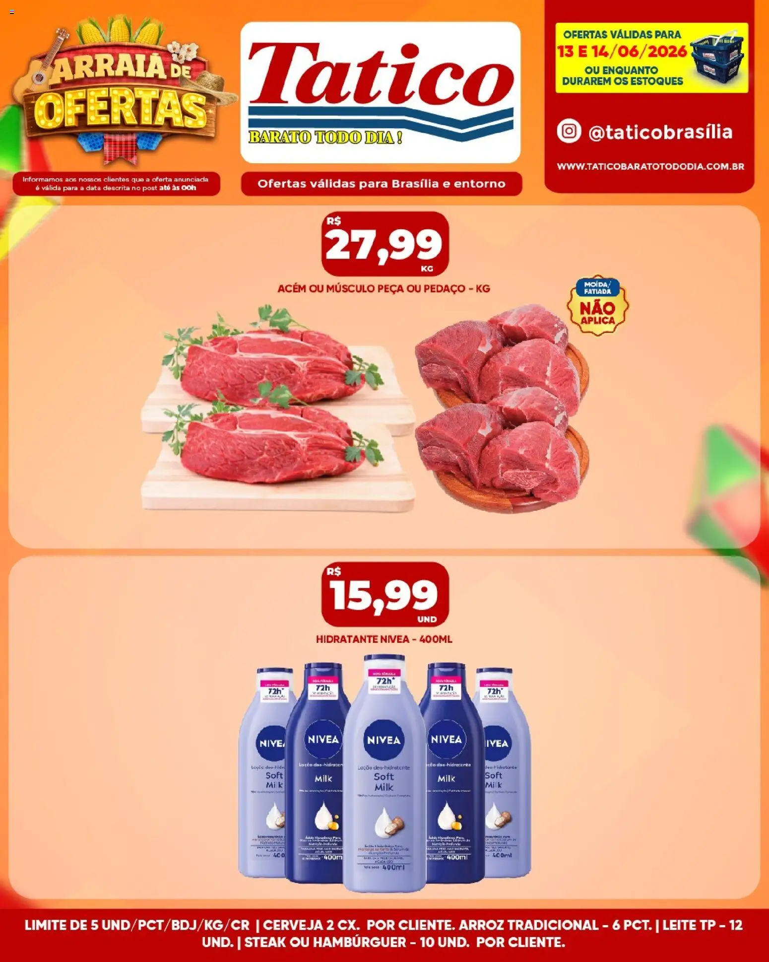 Tatico Folheto - válido de 13.06.2026 | Página: 7 | Produtos: Acém, Leite, Cerveja, Hambúrguer