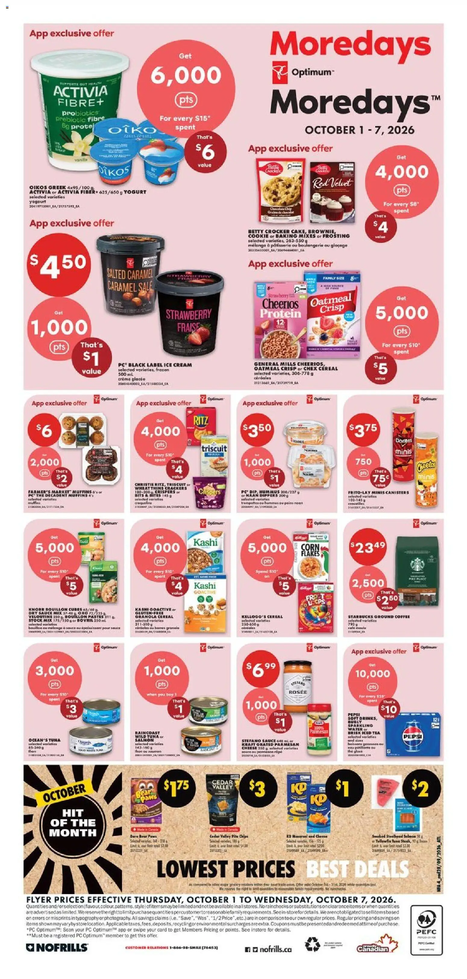 No Frills flyer valid from Oct 1, 2026 | Page: 5 | Products: Hummus, Ice cream, Salmon, Protein