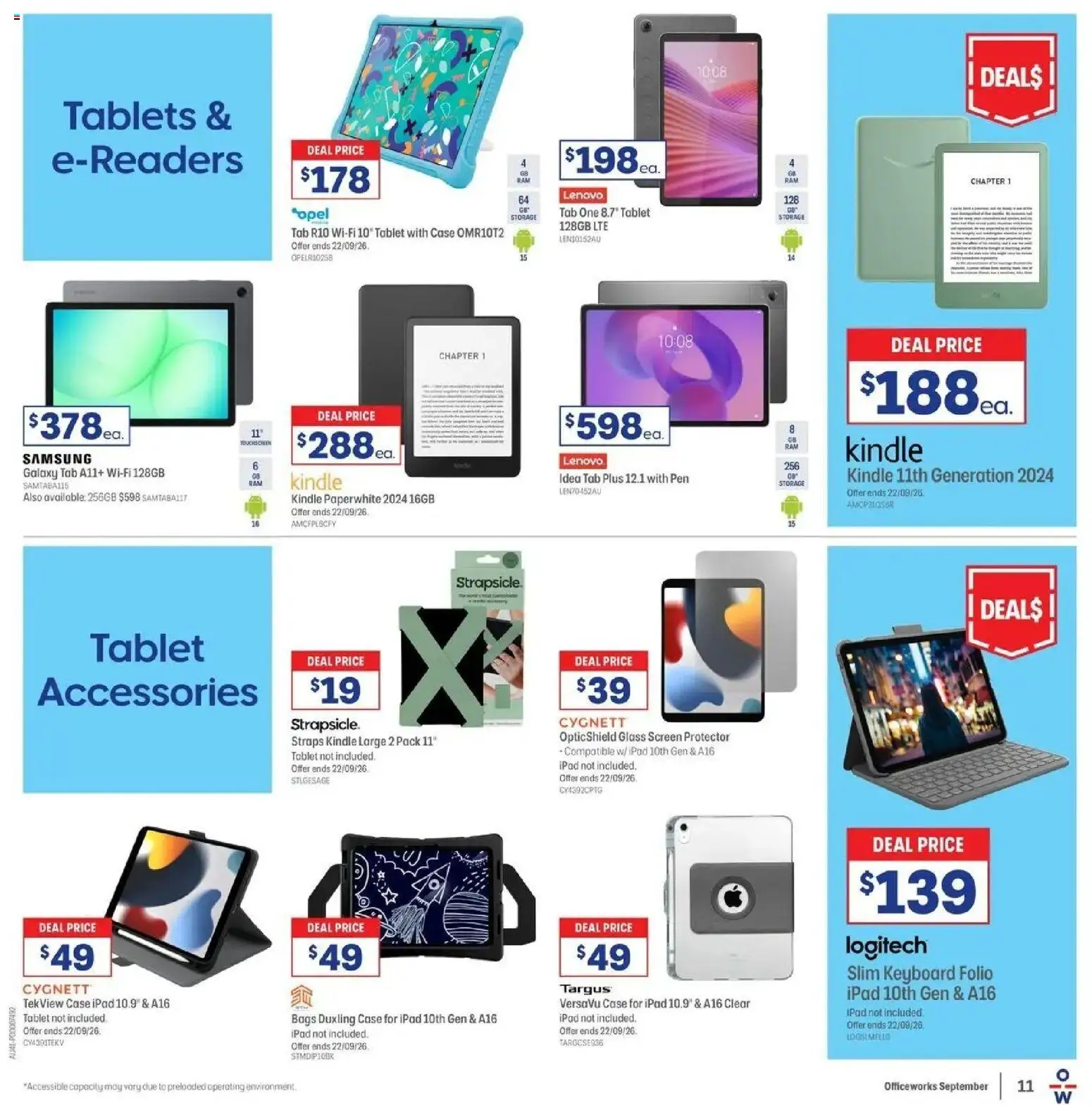 Officeworks Deals - 08/09/2026 > weekly / monthly specials | Page: 11 | Products: Accessories, Tablet, Case, Tablets