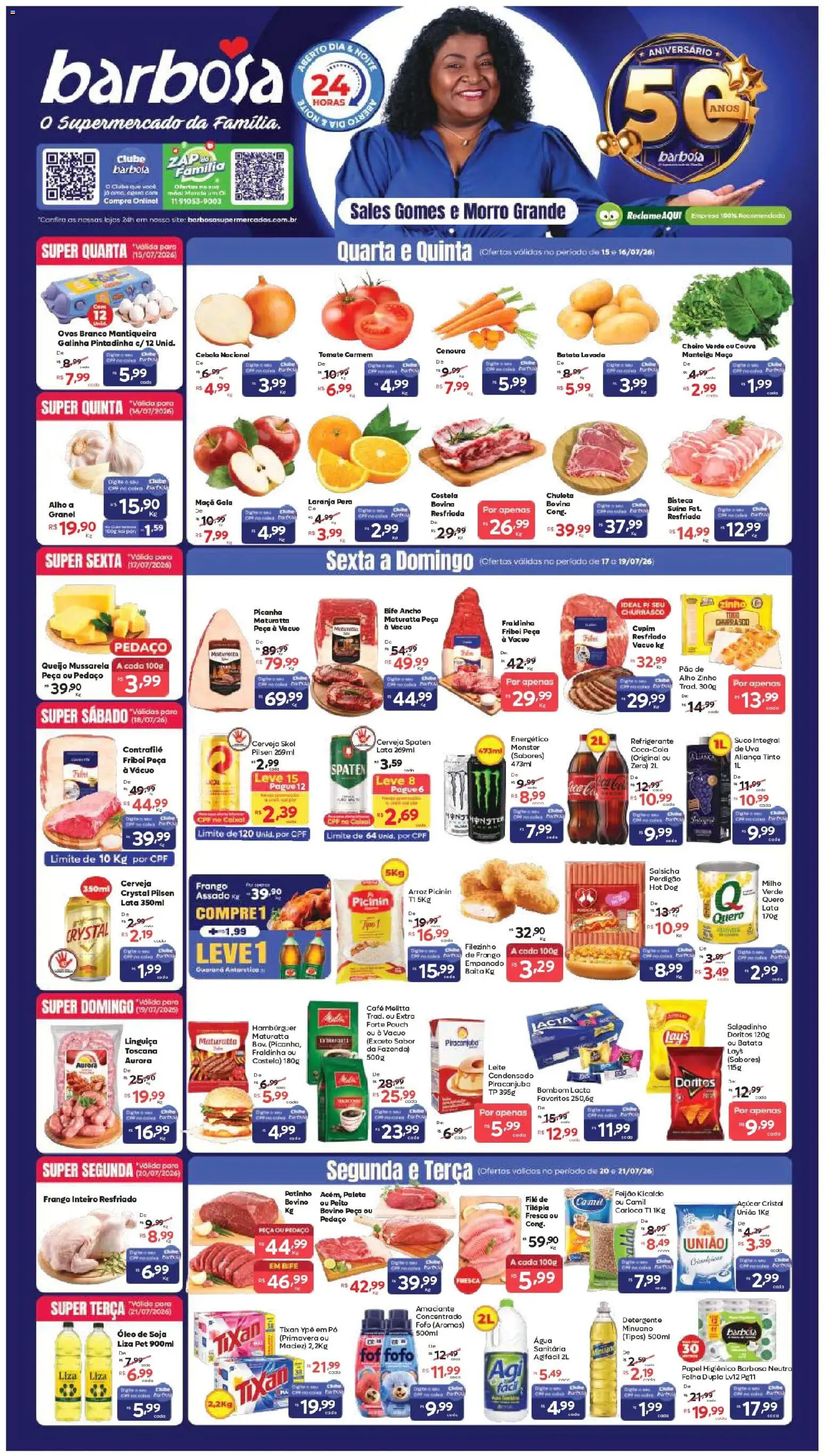 Barbosa Supermercados Folheto - válido de 15/07/2026 | Página: 1 | Produtos: Coco, Feijão, Pó, Bombom