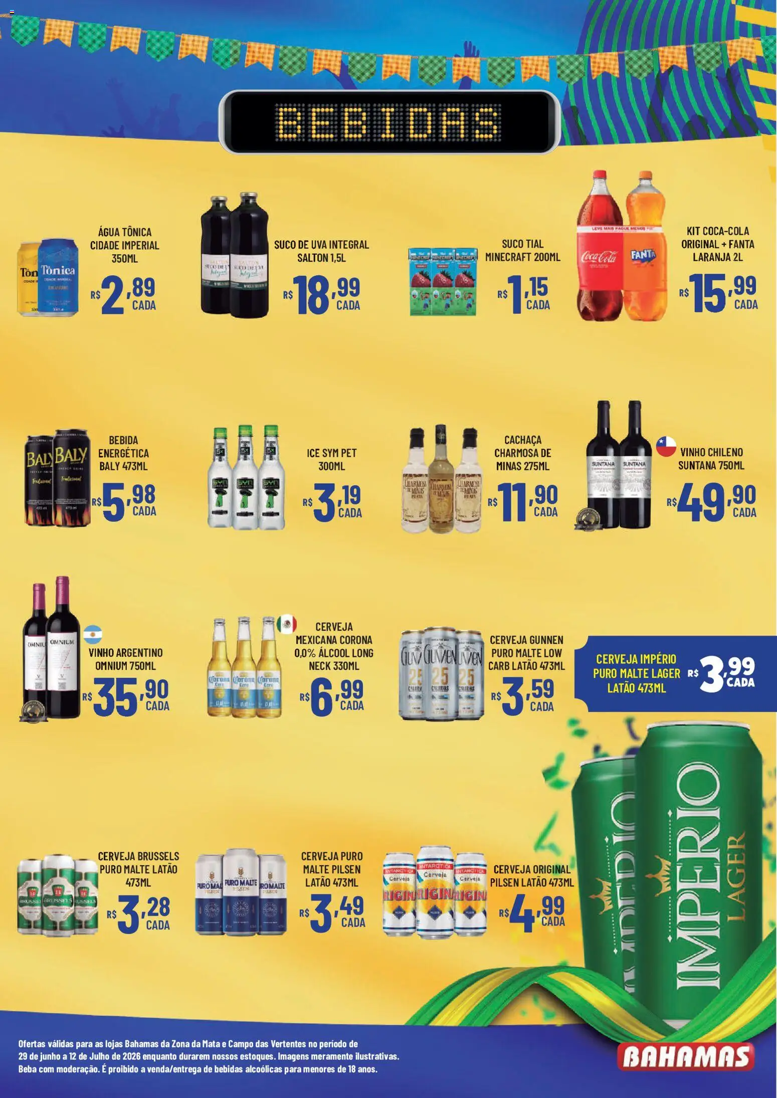Bahamas Supermercados Folheto - válido de 29/06/2026 | Página: 13 | Produtos: Fanta, Suco, Vinho, Bebida