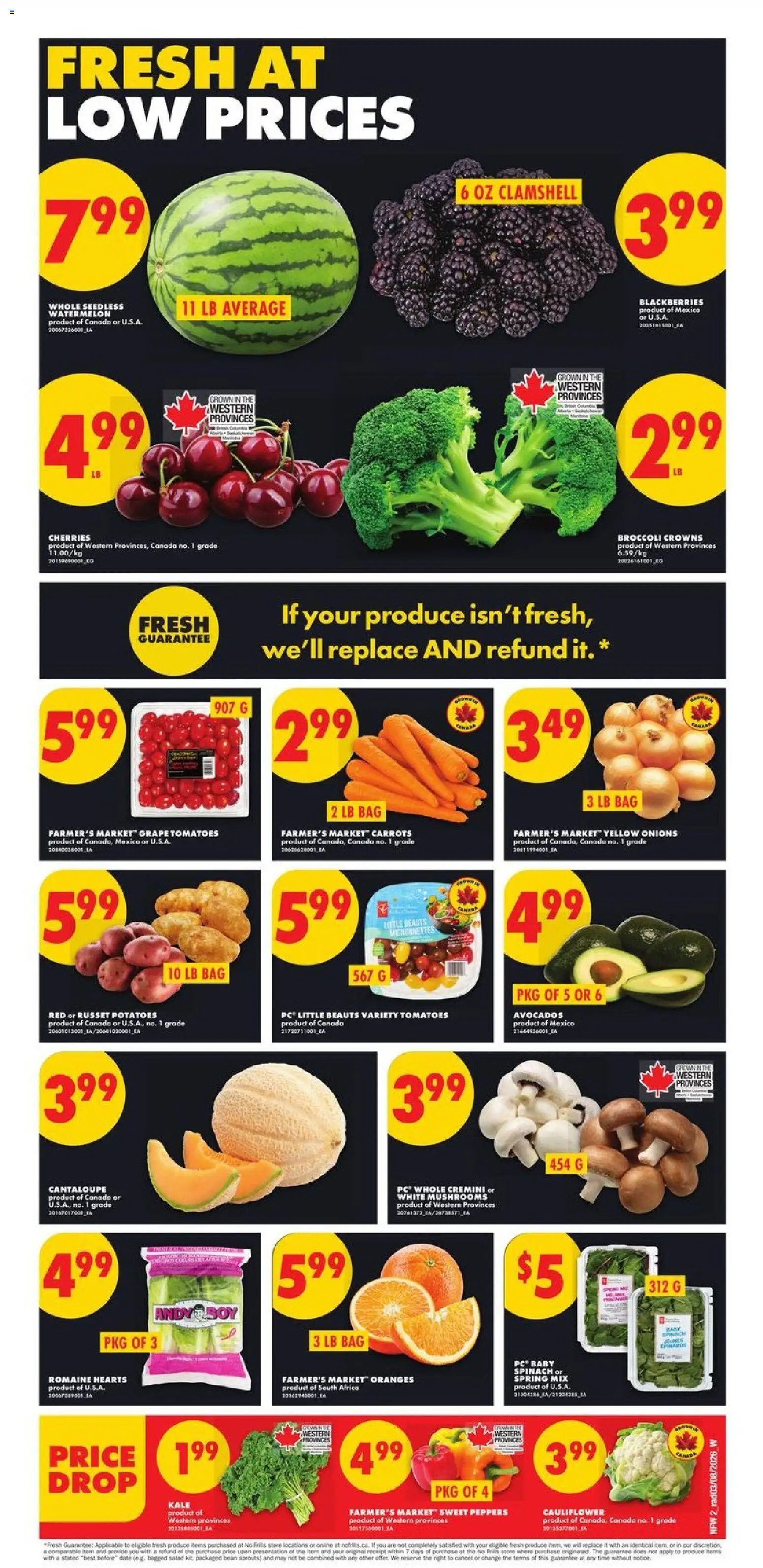 No Frills flyer valid from Aug 6, 2026 | Page: 2 | Products: PC, Bag, Oranges, Tomatoes