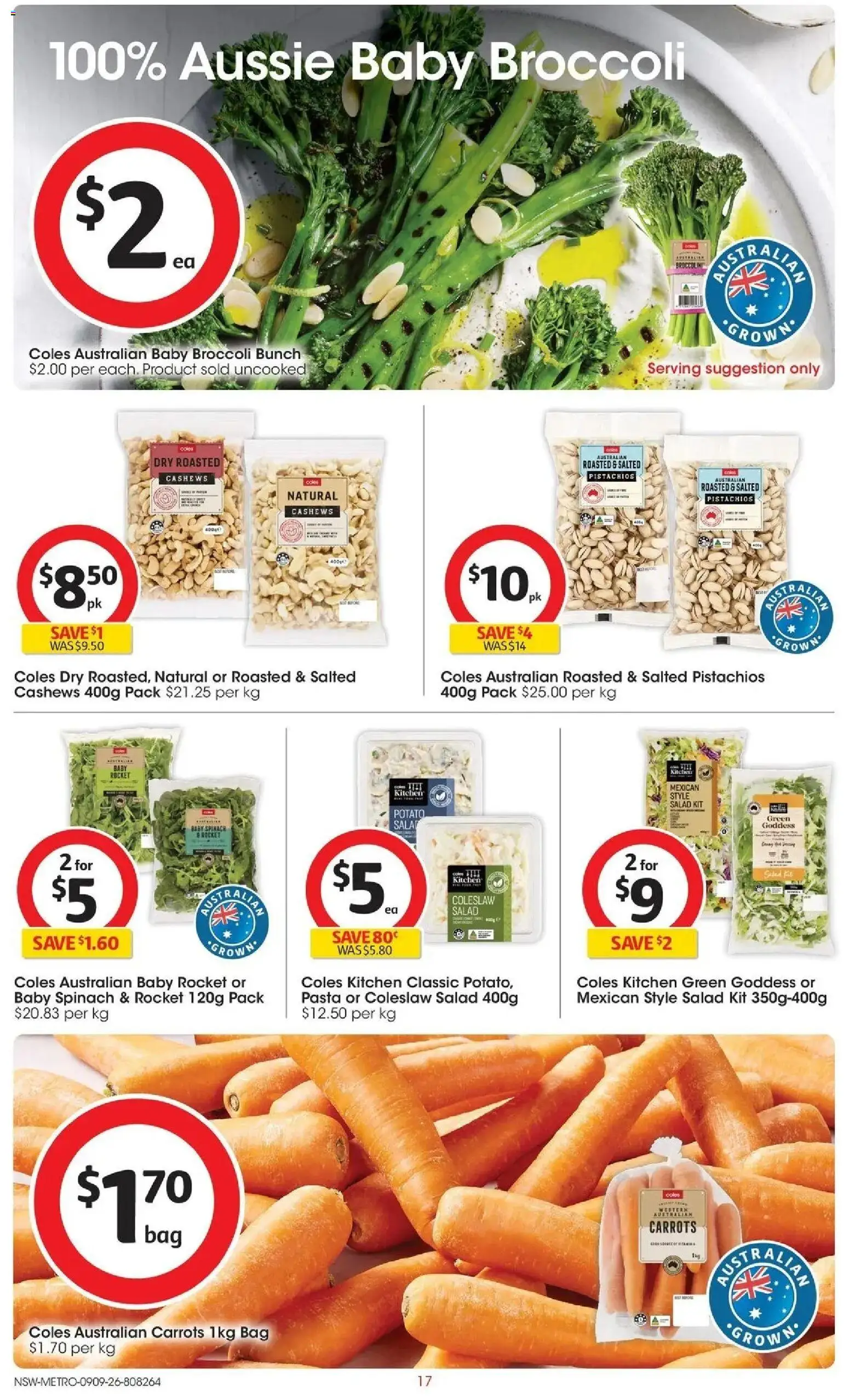 ﻿Coles catalogue valid from 09/09/2026 > Online Australia | Page: 17 | Products: Salad, Rocket, Greens, Bag