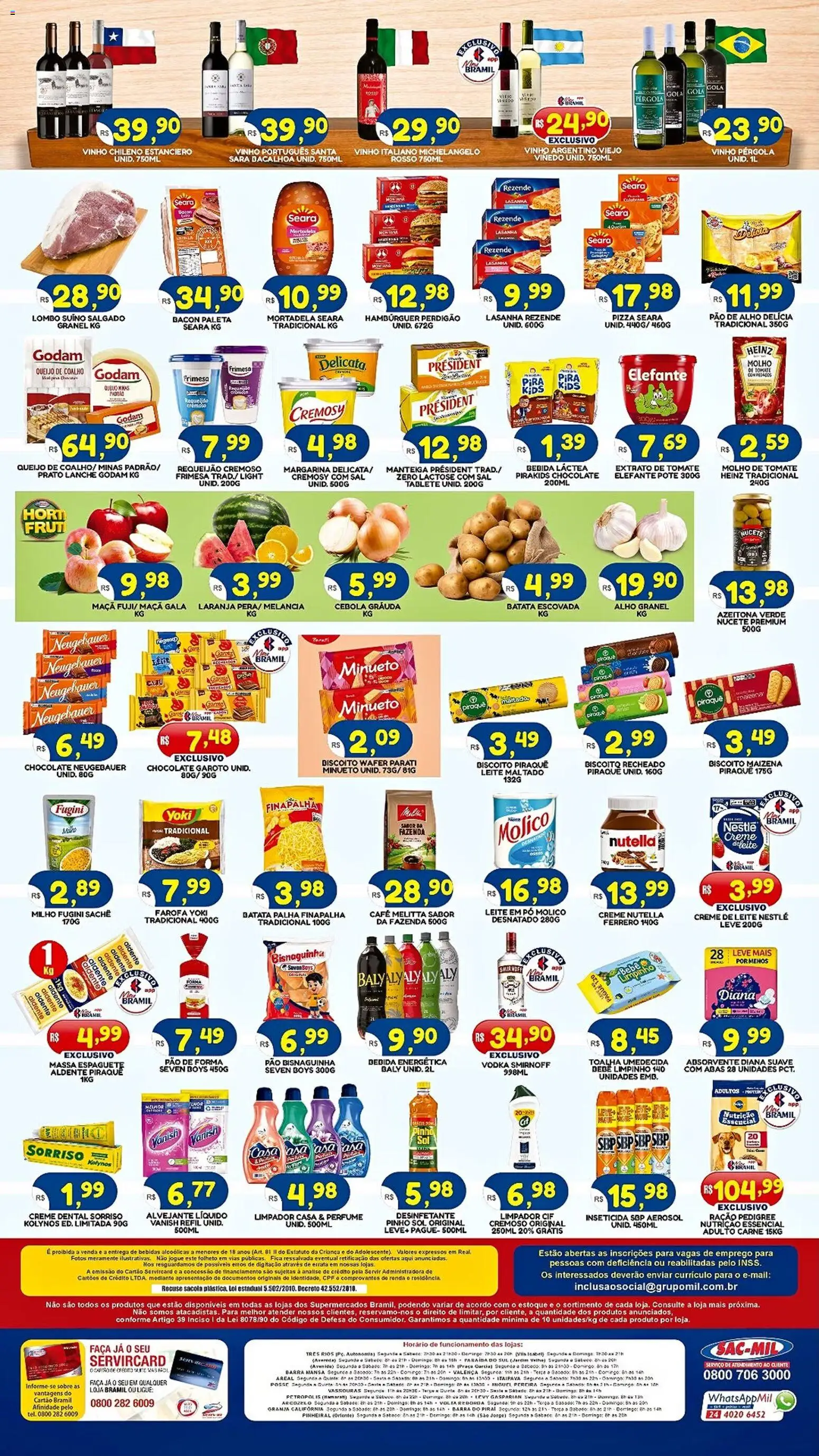 Bramil Supermercados Folheto - válido de 24/07/2026 | Página: 2 | Produtos: Pão, Carne, Absorvente, Leite em pó