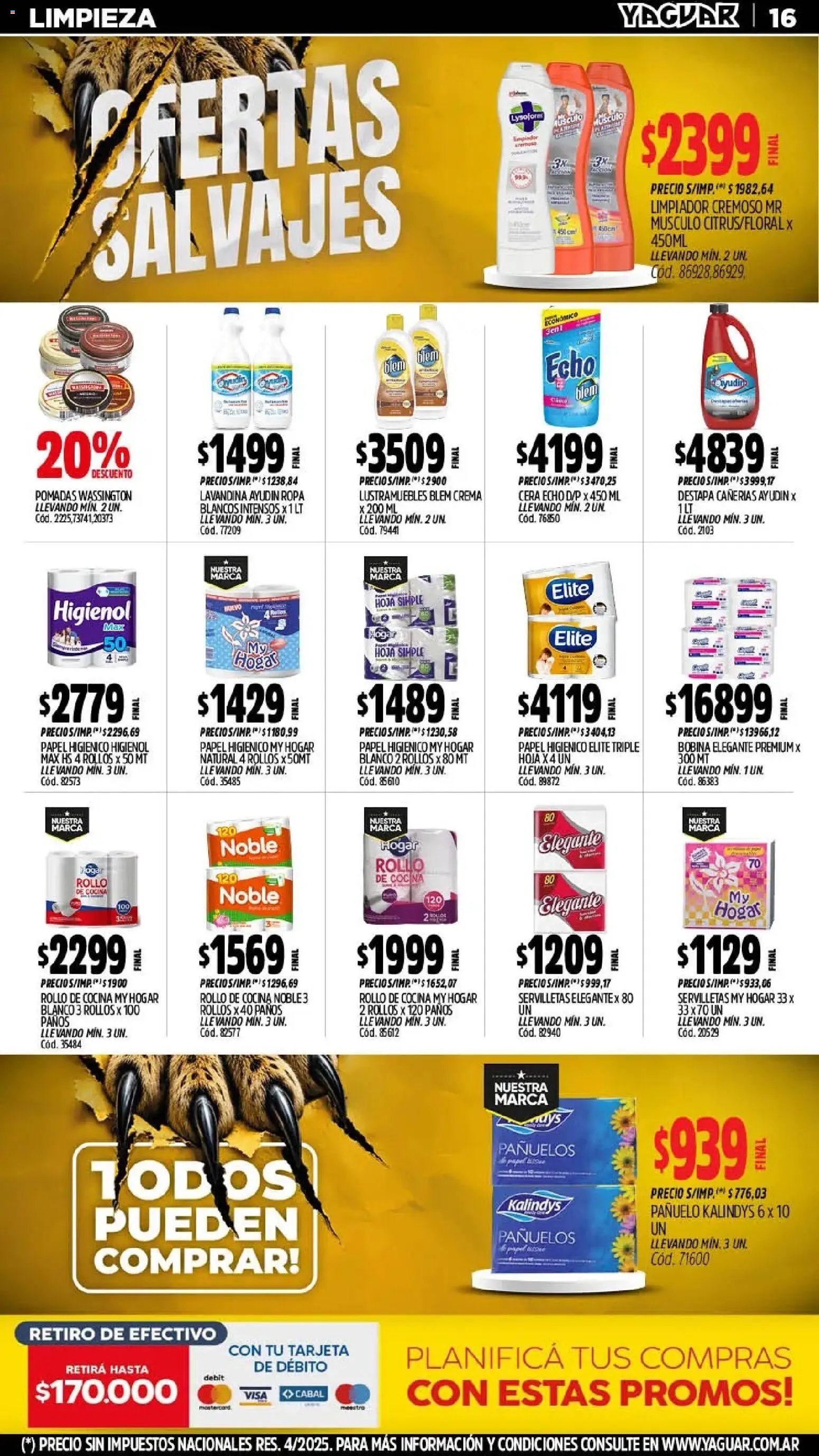 Yaguar - Oferta Semanal Neuquen │ válido desde el 03/08/2026 | Página: 17 | Productos: Papel higiénico, Pañuelo, Cocina, Cera