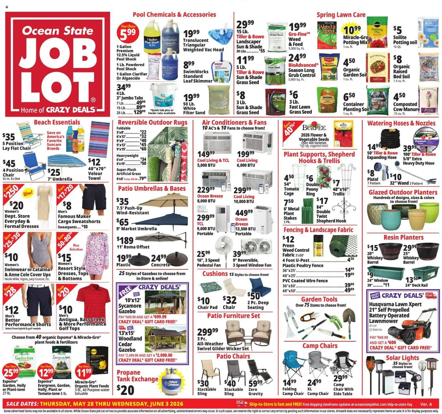 Ocean State Job Lot Weekly Ad - valid from 28.05.2026 | Page: 1 | Products: Hook, Swimwear, UPS, Fan