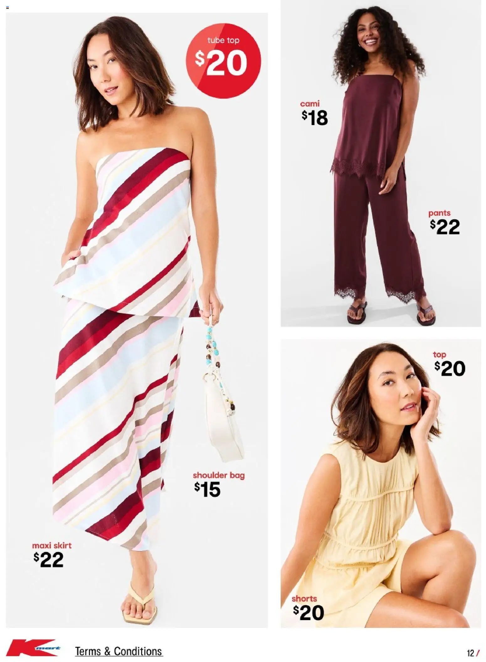 Kmart catalogue - valid from 01/10/2026 | Page: 12 | Products: Maxi skirt, Pants, Shorts, Bag