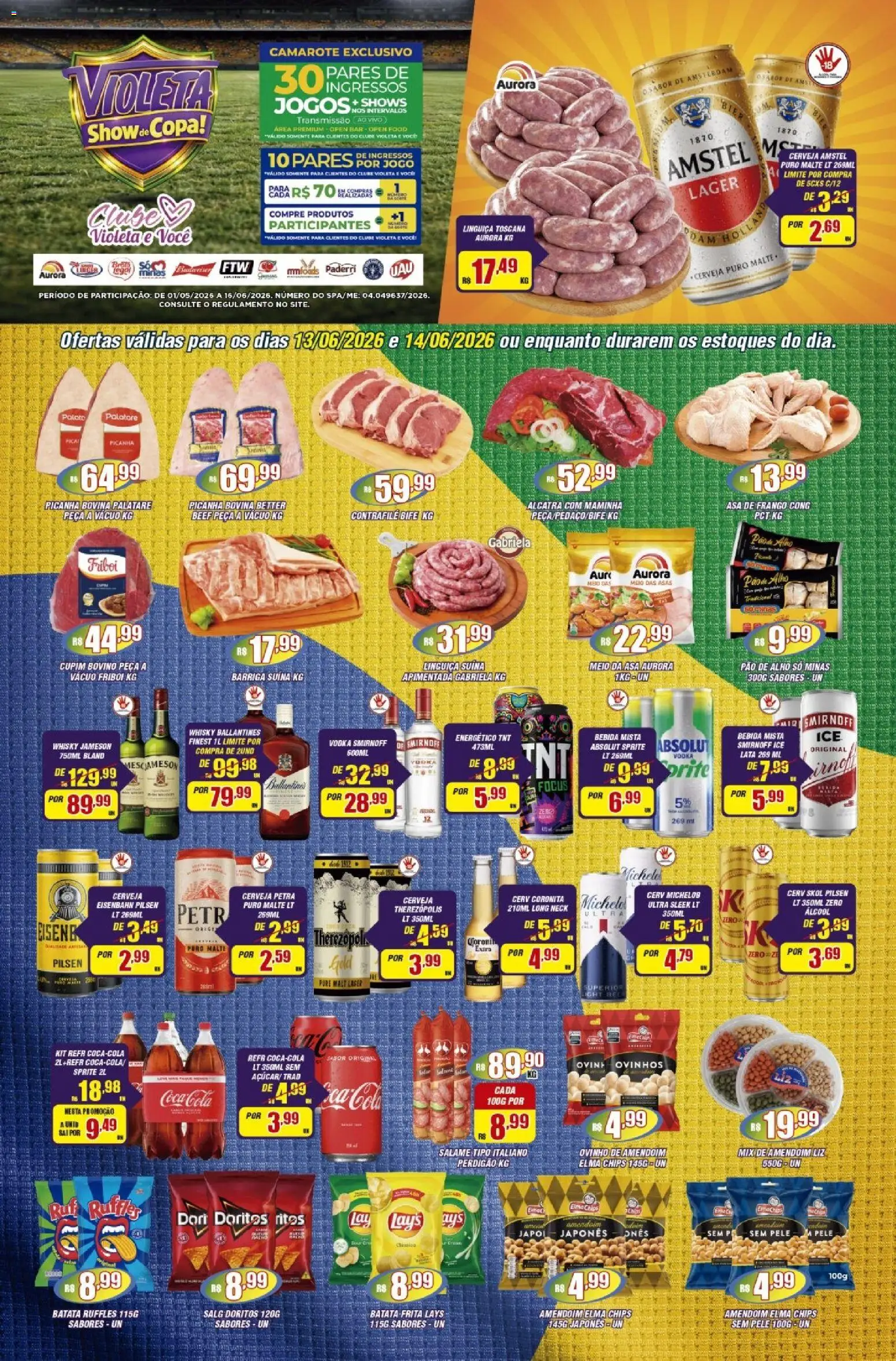 Violeta Supermercados Folheto - válido de 01.06.2026 | Página: 1 | Produtos: Alho, Maminha, Salame, Batata