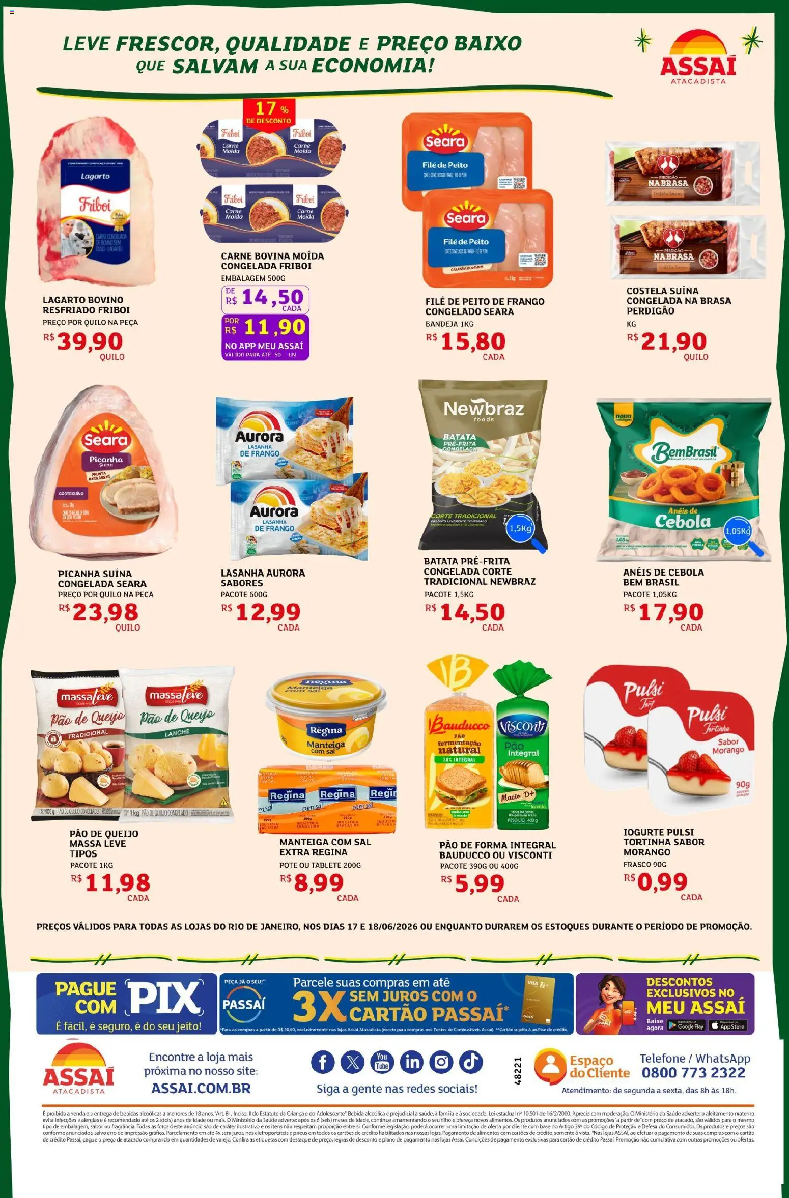 Assaí Atacadista Folheto - válido de 17.06.2026 | Página: 2 | Produtos: Cebola, Bebida, Batata, Carne moída