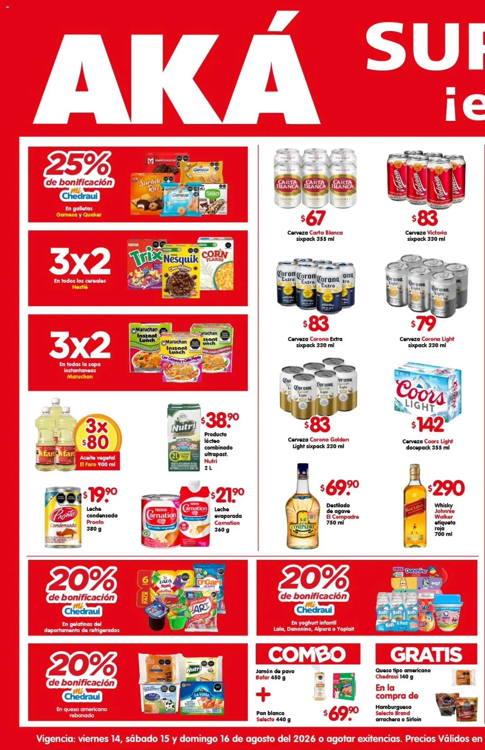 Nuevas ofertas de Arteli válidas en toda la República Mexicana desde el 14/08/2026. ¡Encuentra las mejores ofertas en Arteli folleto Aká Superbodegas! | Página: 1 | Productos: Fresa, Chile, Aceite, Hamburguesa