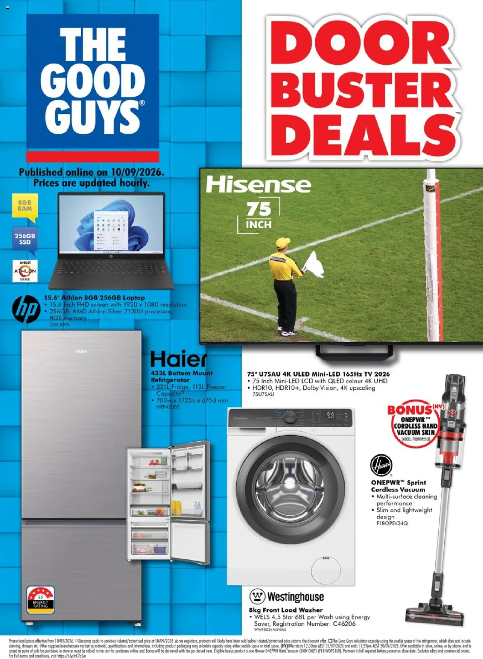 The Good Guys catalogue - valid from 10/09/2026 | Page: 1 | Products: Laptop, Freezer, Refrigerator, Washer
