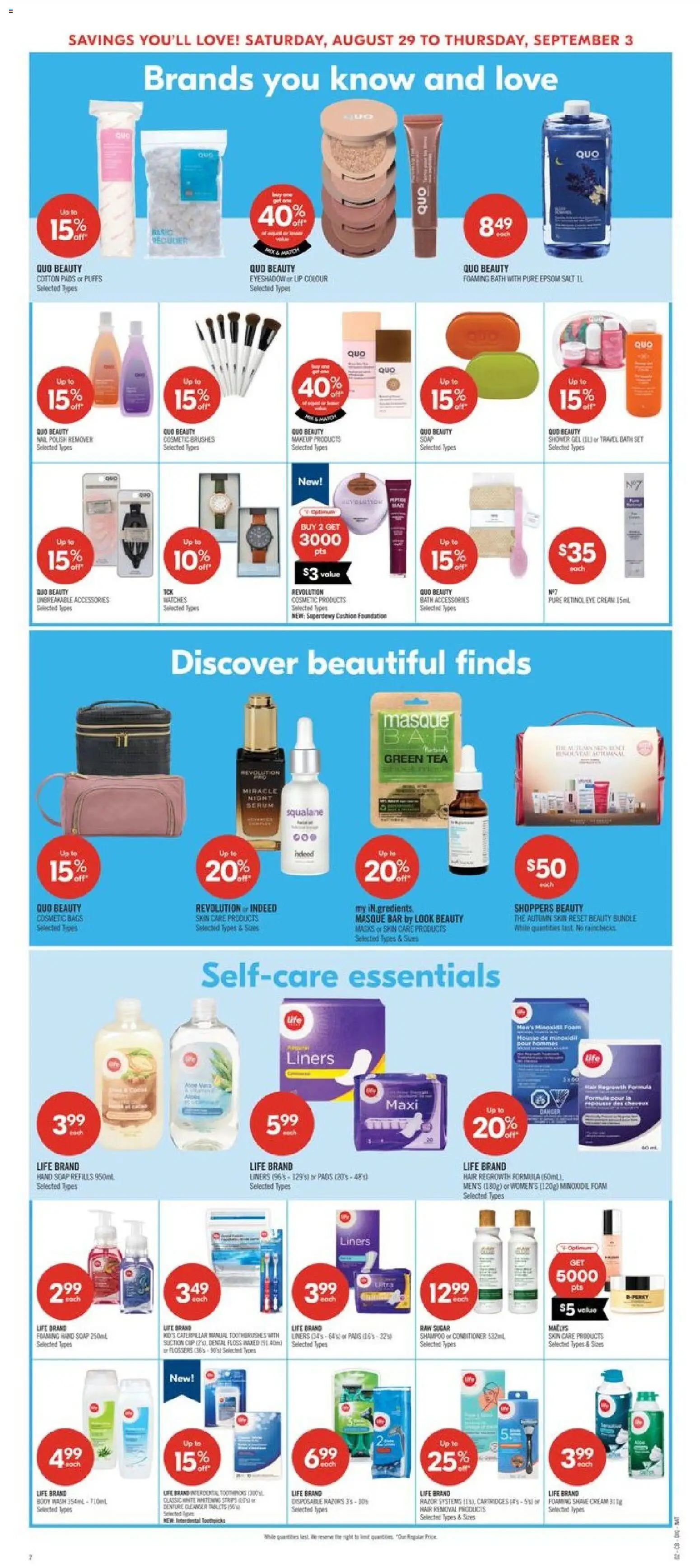 Shoppers flyer valid from Aug 29, 2026 | Page: 17 | Products: Cream, Sugar, Shampoo, Strips