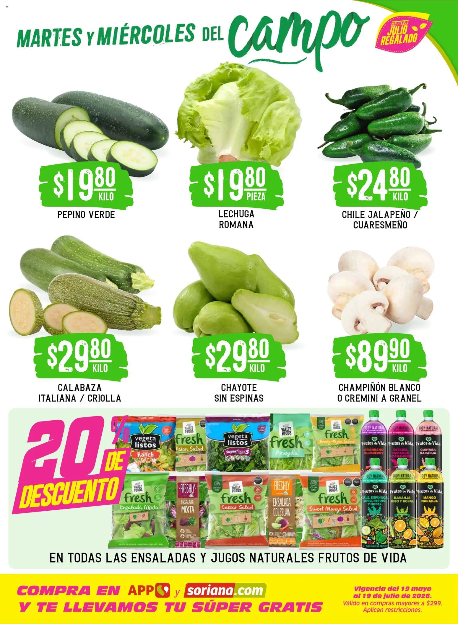 Nuevas ofertas de Soriana válidas en toda la República Mexicana desde el 14/07/2026. ¡Encuentra las mejores ofertas en Soriana Martes y Miércoles del Campo Súper: BCS, Son y Sin! | Página: 3 | Productos: Apio, Lechuga, Mango, Té