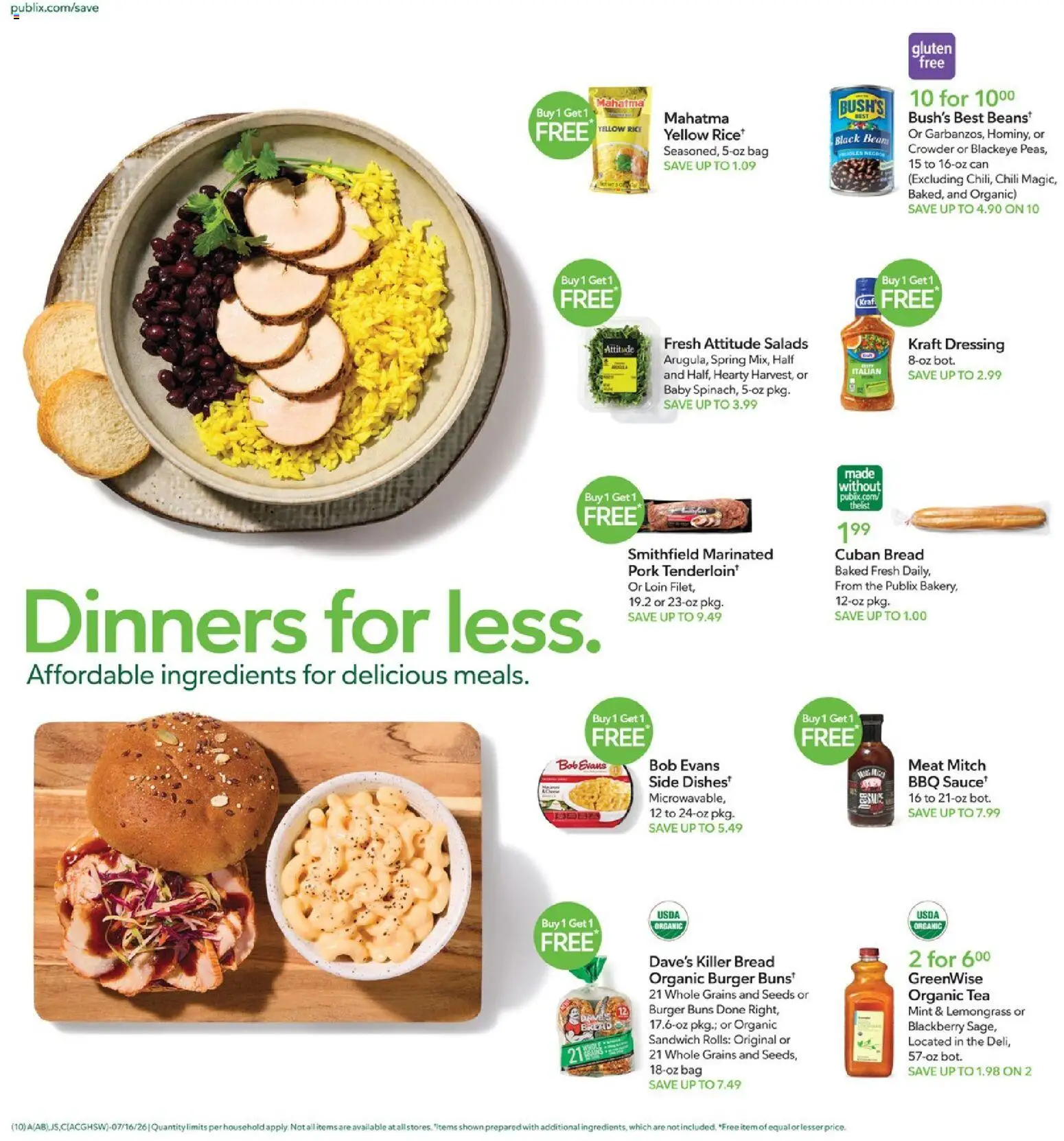 Publix Weekly Ad - valid from 07/15/2026 | Page: 10 | Products: Pork, Rice, Tea, Bag