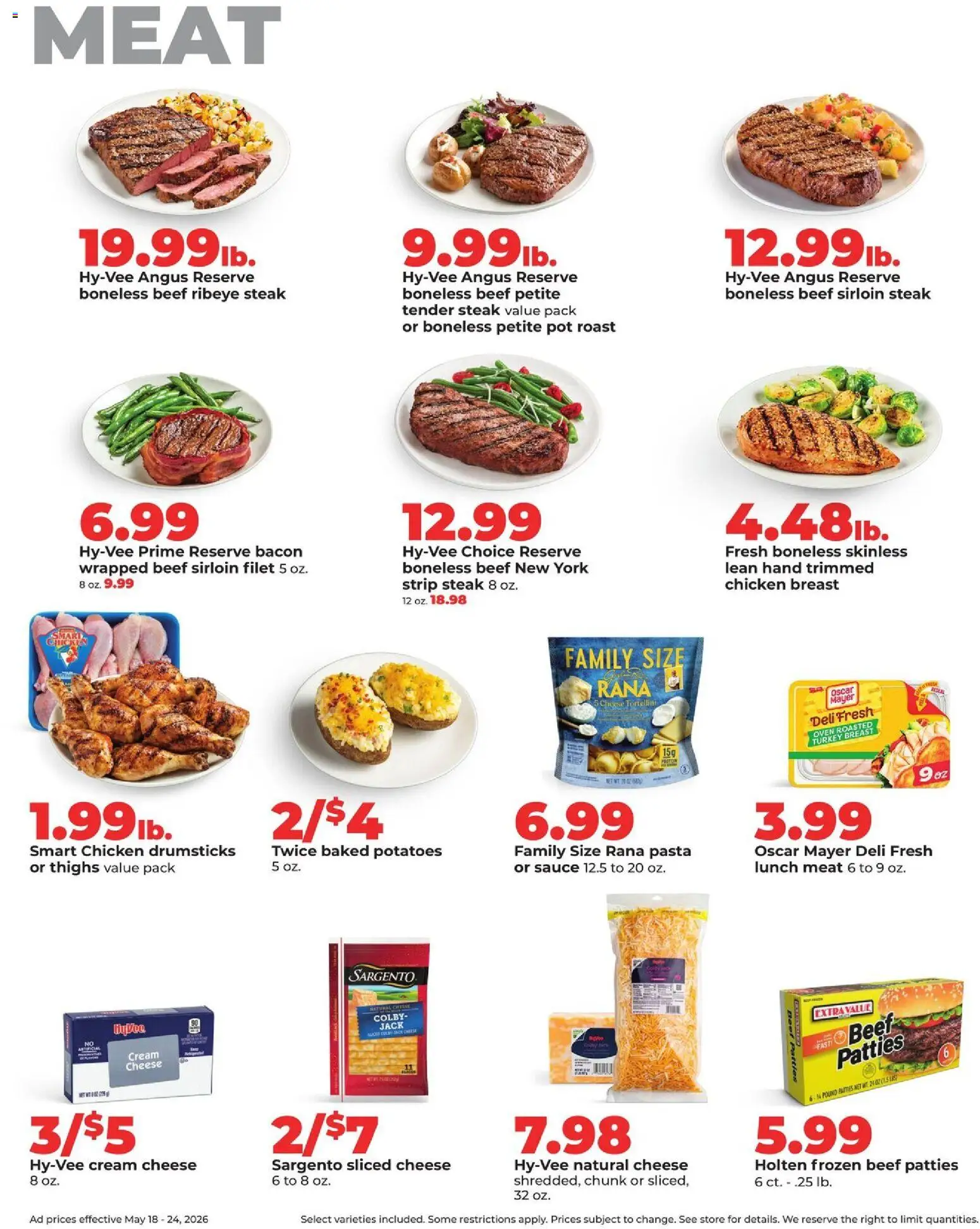 HyVee Weekly Ad - valid from 18.05.2026 | Page: 20 | Products: Beef, Pasta, Potatoes, Sauce