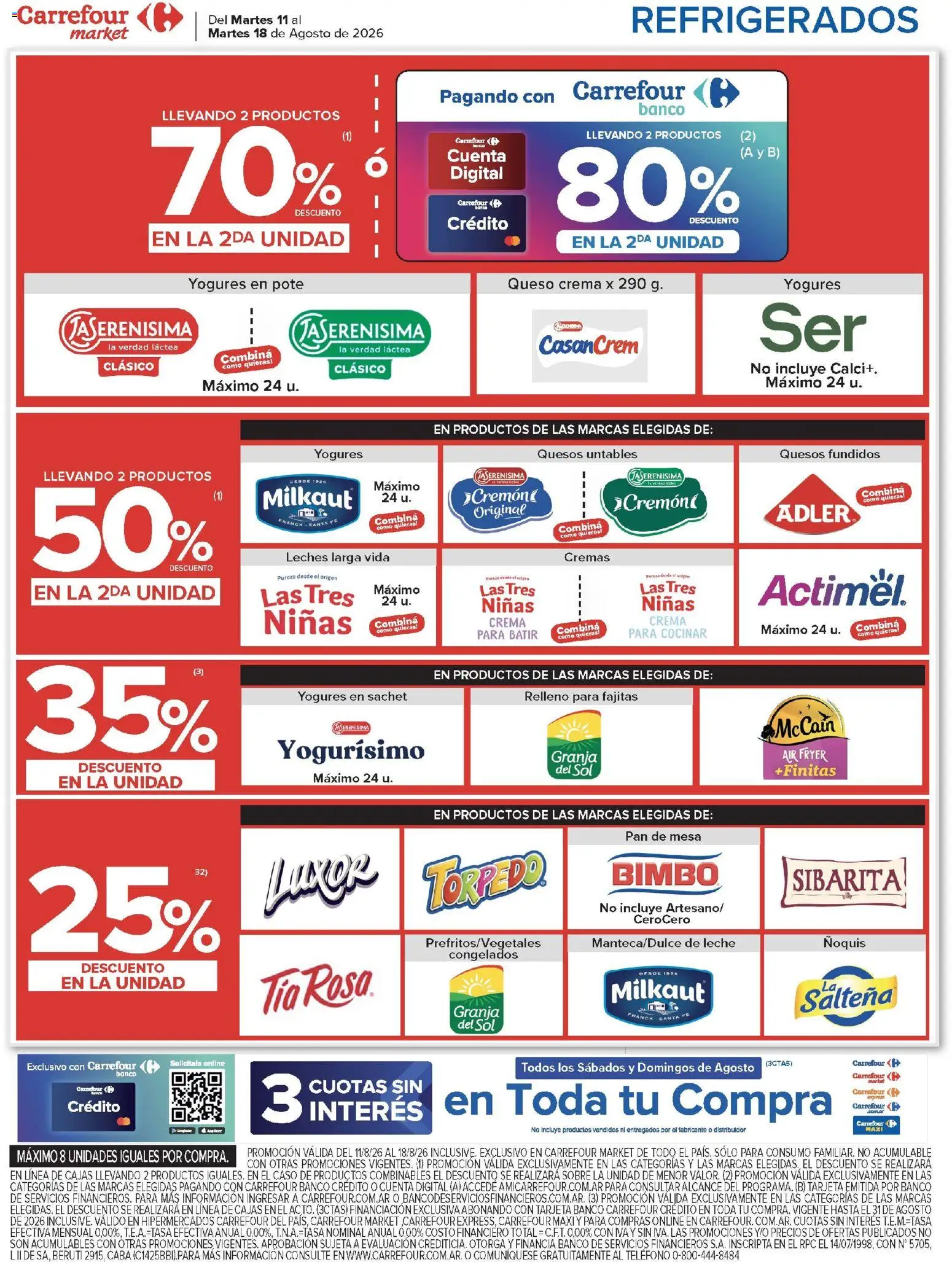 Carrefour ofertas │ válido desde el 11/08/2026 | Página: 41 | Productos: Mesa, Queso crema, Queso, Pan