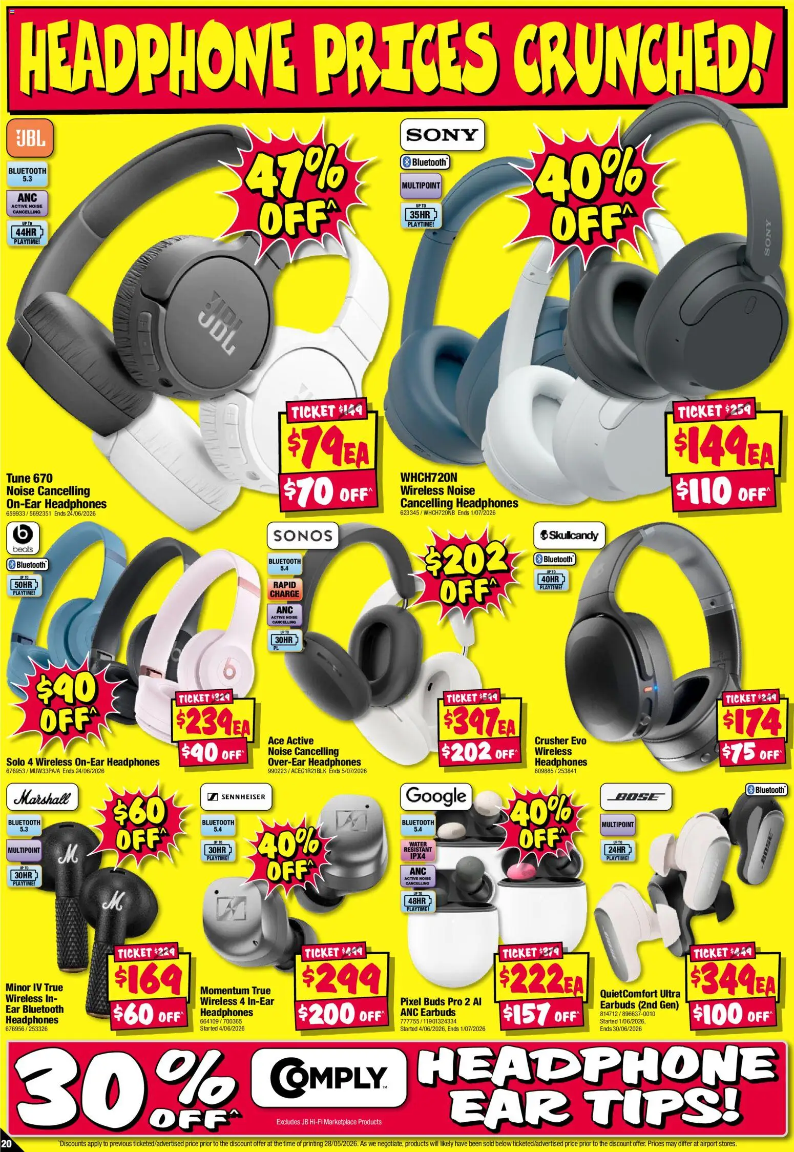 JB Hi-Fi catalogue - valid from 11.06.2026 | Page: 20 | Products: Water, Bluetooth headphones, Headphones