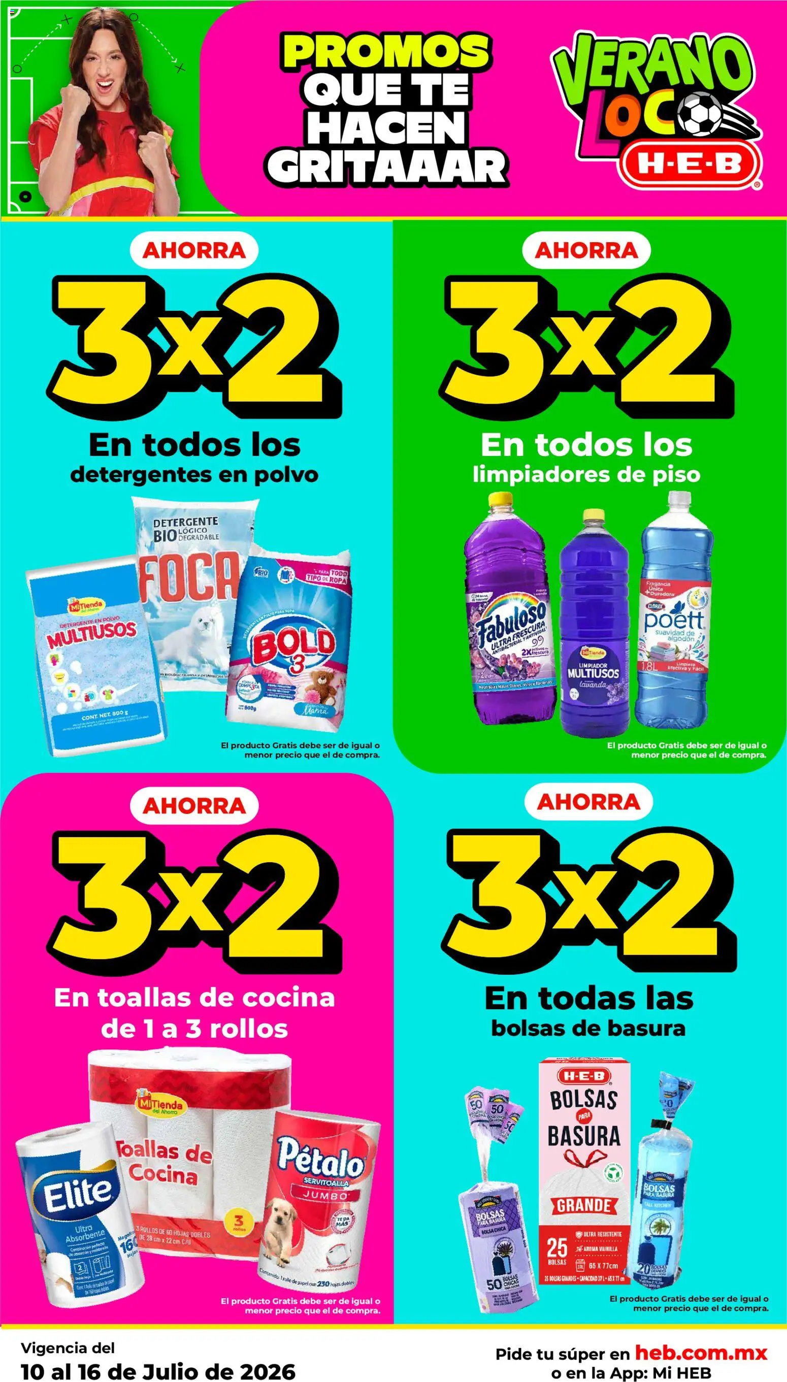 Nuevas ofertas de H-E-B válidas en toda la República Mexicana desde el 10/07/2026. ¡Encuentra las mejores ofertas en H-E-B folleto! | Página: 5 | Productos: Detergente, Bolsa, Cocina, Ropa