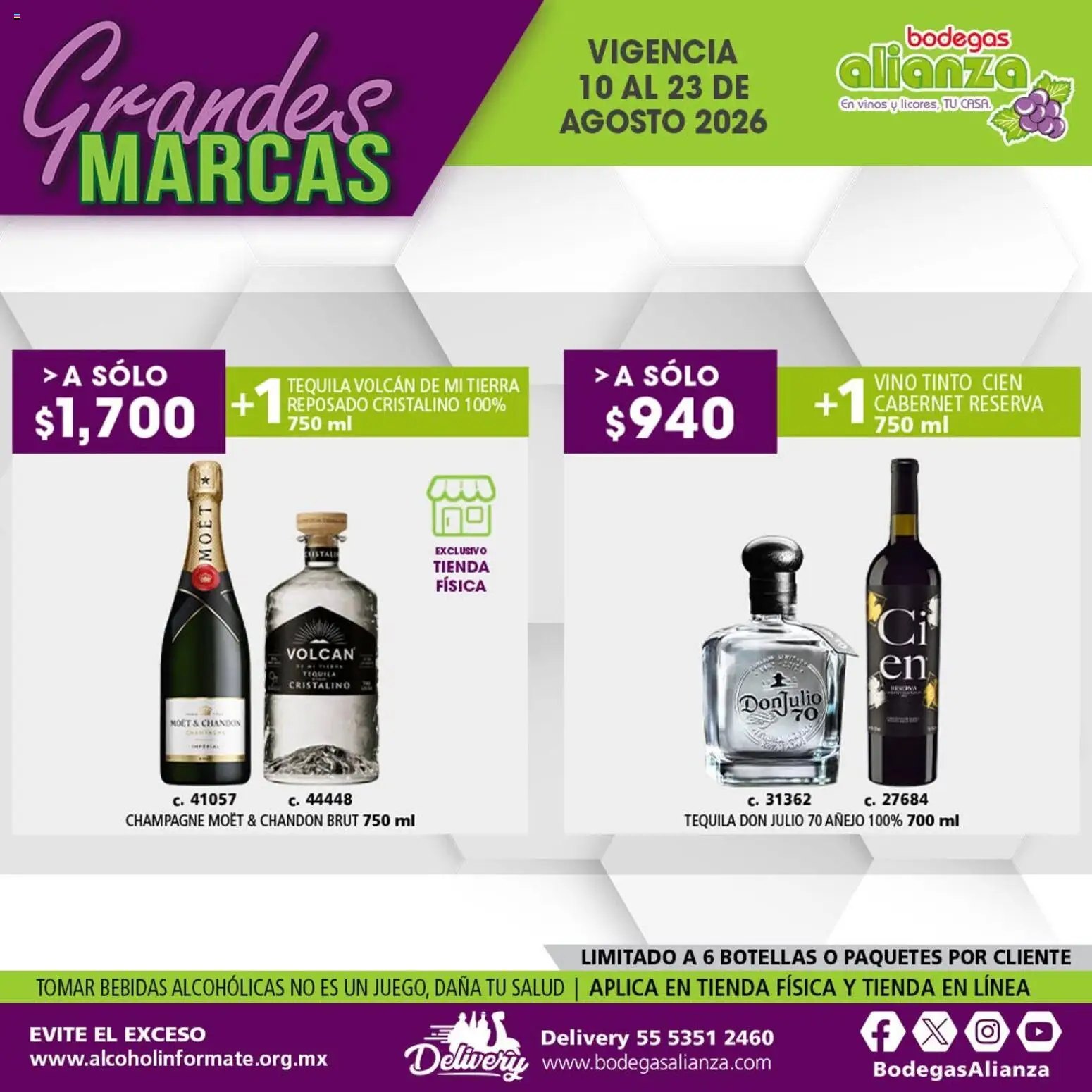 Nuevas ofertas de Bodegas Alianza válidas en toda la República Mexicana desde el 10/08/2026. ¡Encuentra las mejores ofertas en Bodegas Alianza catálogo Grandes Marcas! | Página: 11 | Productos: Champagne, Tequila, Bebidas, Moët