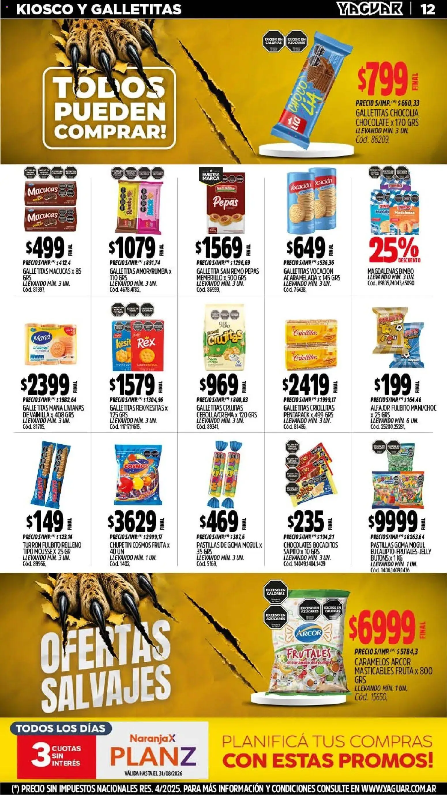 Yaguar - Oferta Semanal Buenos Aires │ válido desde el 10/08/2026 | Página: 14 | Productos: Galletitas, Mousse, Fruta, Turrón