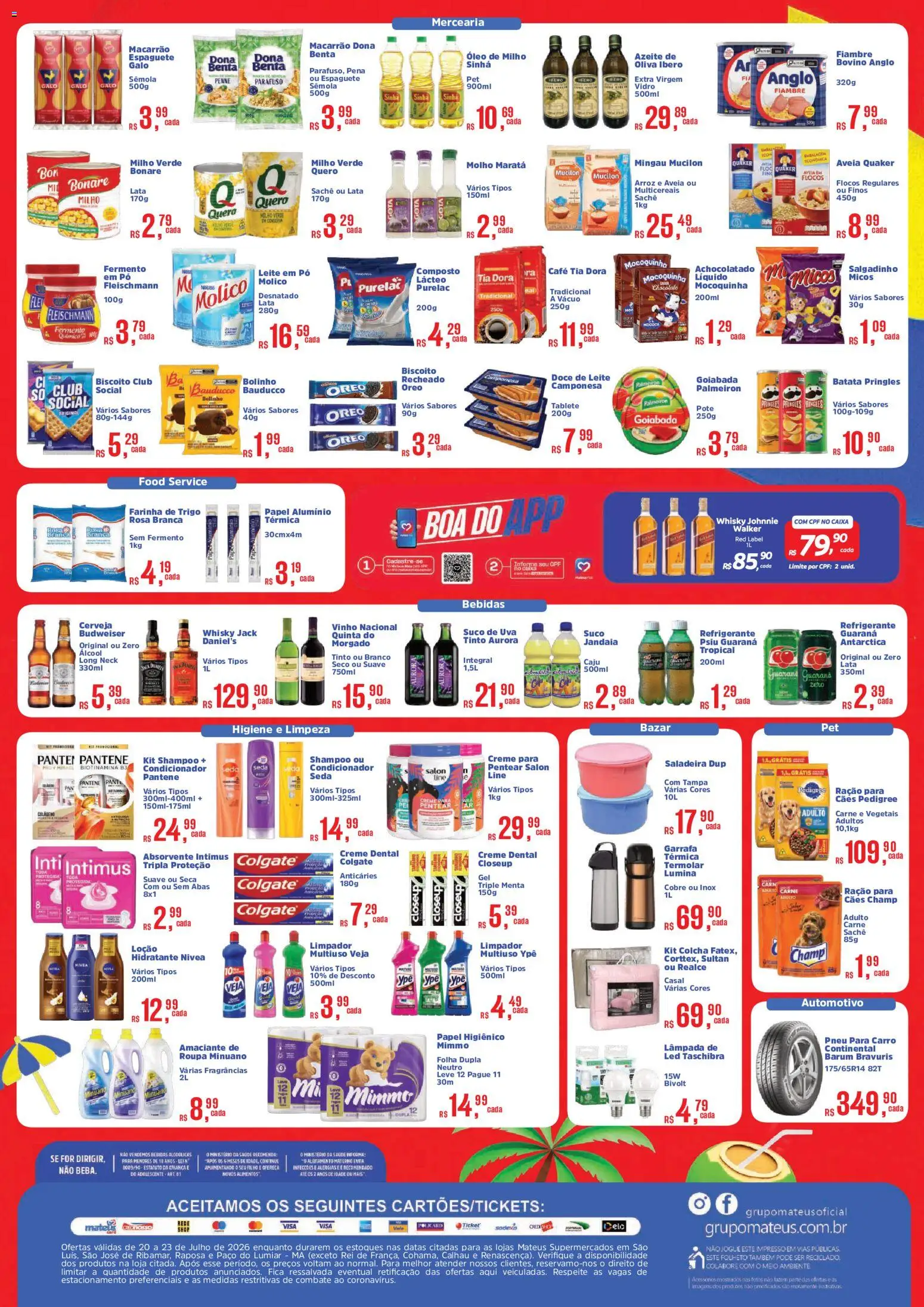 Mateus Folheto - válido de 20/07/2026 | Página: 2 | Produtos: Espaguete, Pó, Absorvente, Doce de leite