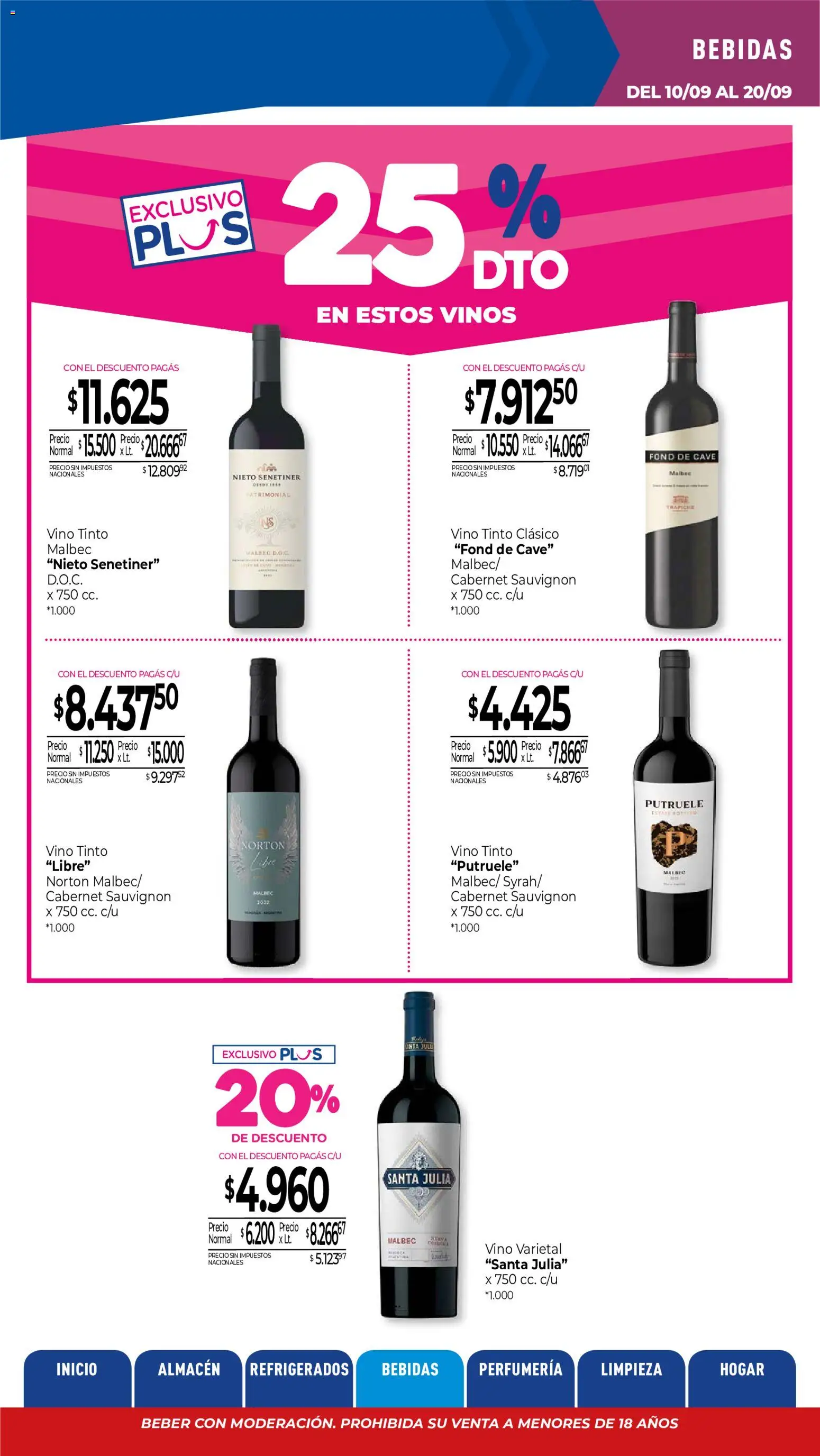 La Anonima catálogo │ válido desde el 10/09/2026 | Página: 22 | Productos: Vino tinto, Bebidas, Vino