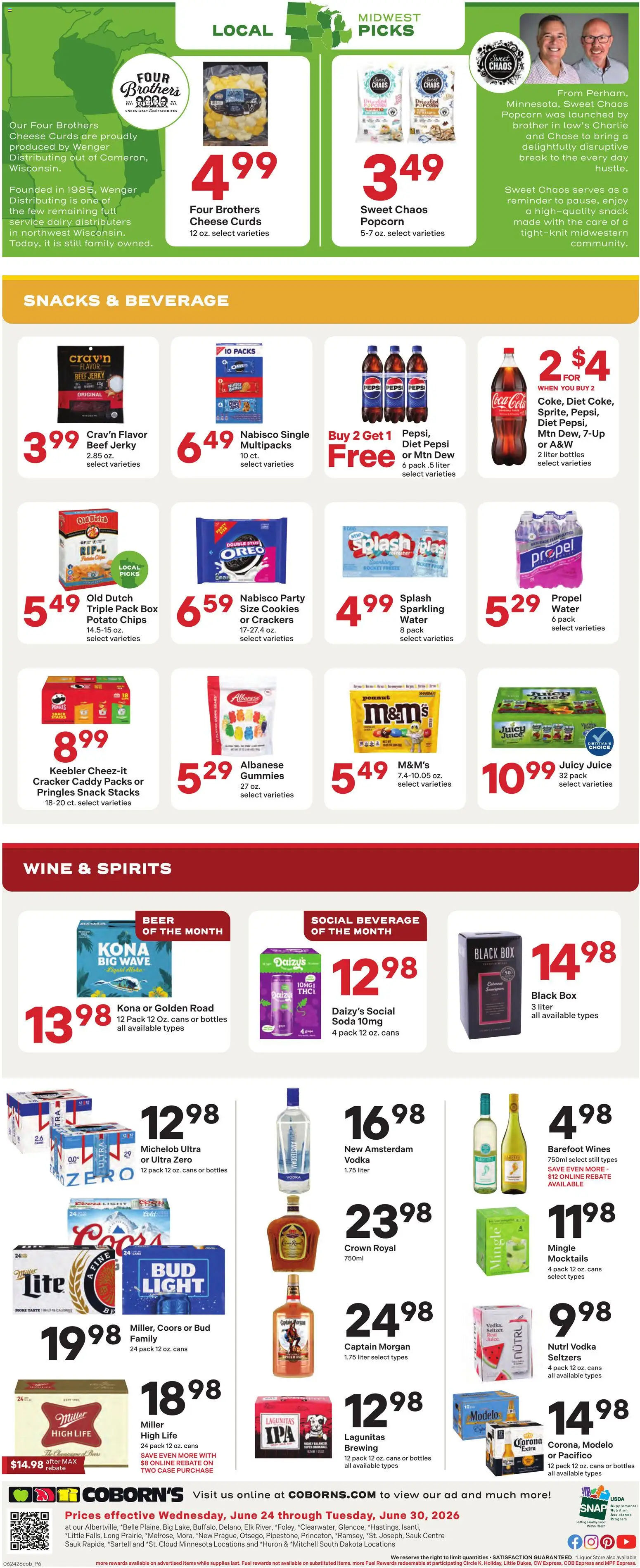 Coborn's Weekly Ad - valid from 06/24/2026 | Page: 6 | Products: Beer, Cookies, Vodka, Case