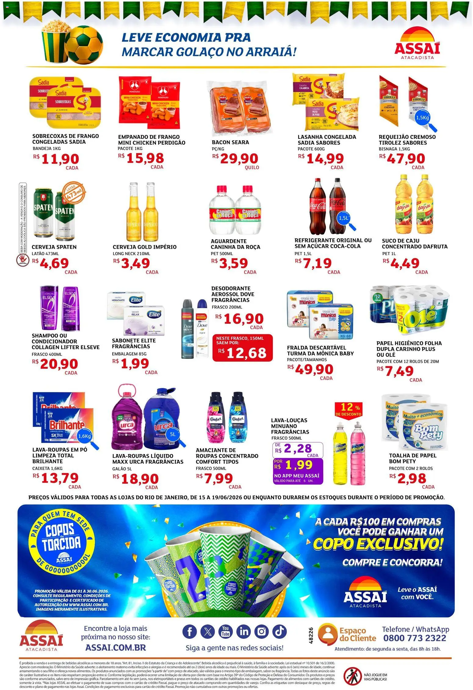 Assaí Atacadista Folheto - válido de 15.06.2026 | Página: 2 | Produtos: Pneus, Lasanha, Bandeja, Requeijão