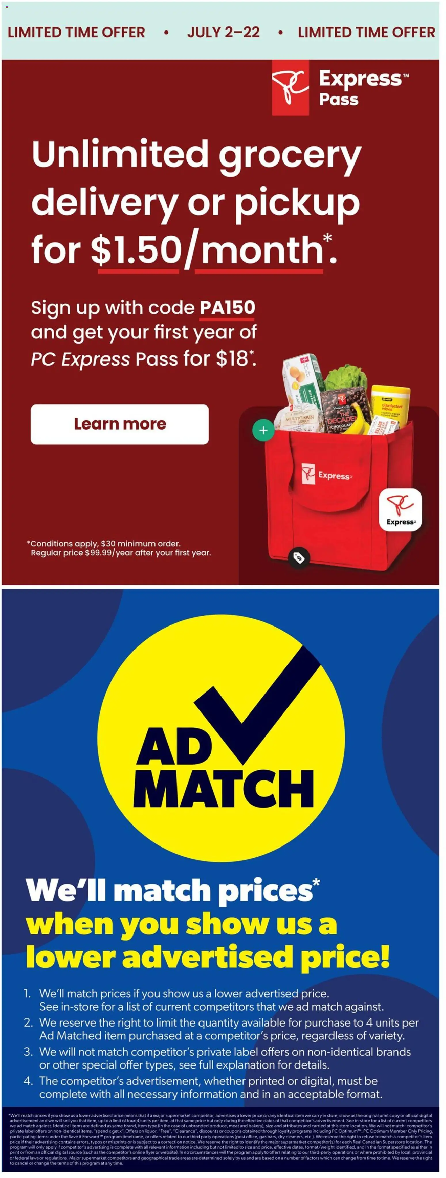 Real Canadian Superstore flyer valid from Jul 16, 2026 | Page: 39 | Products: PC, Meat, Disinfectant wipes, Butter