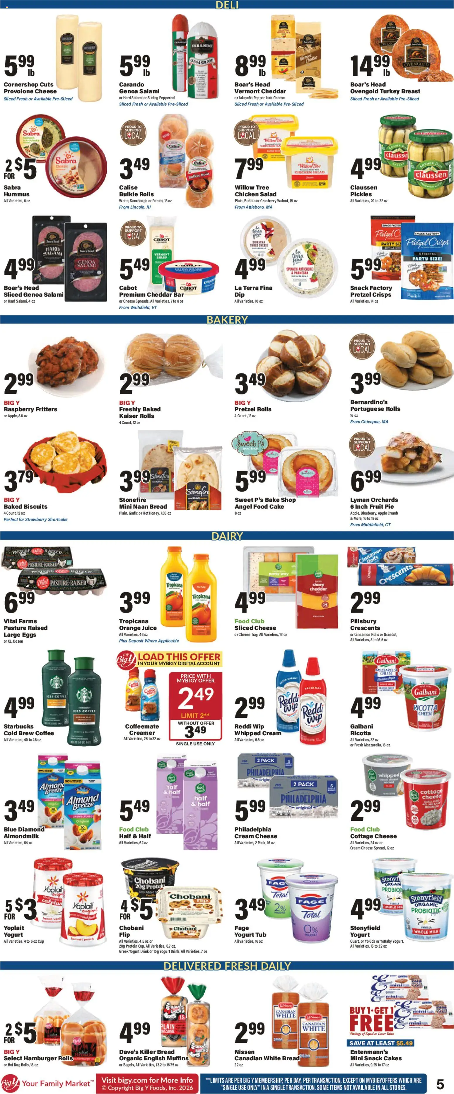 Big Y Weekly Ad - valid from 21.05.2026 | Page: 5 | Products: Bakery, Eggs, Cream, Angel Food Cake