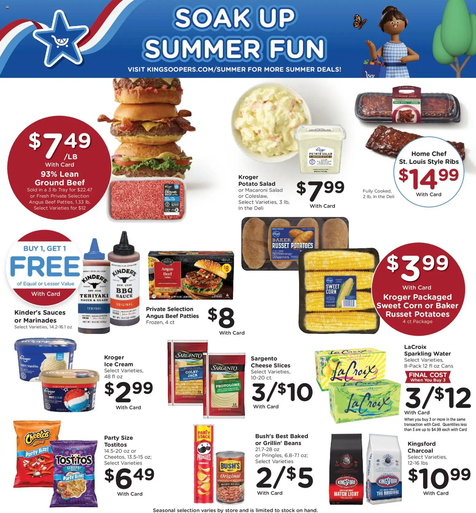 King Soopers Weekly Ad - valid from 10.06.2026 | Page: 4 | Products: Cheese, Beef, Potatoes, Water