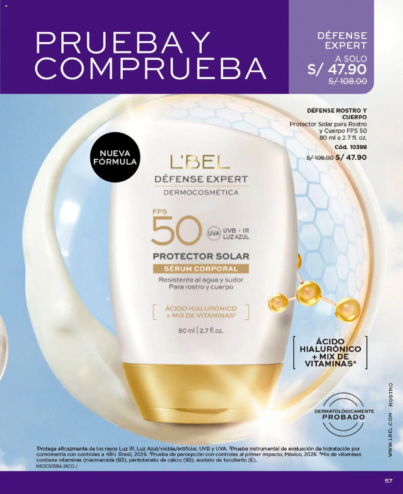 Catálogo L'Bel válido desde 09/09/2026 | Página: 57 | Productos: Protector solar, Agua