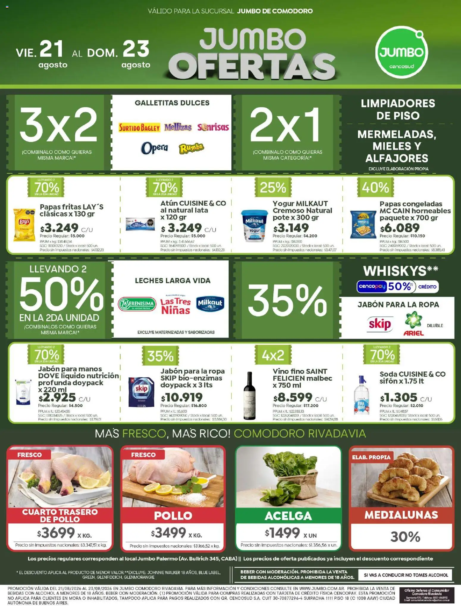 Jumbo - Ofertas | Comodoro │ válido desde el 20/08/2026 | Página: 1 | Productos: Acelga, Bebidas, Yogur, Papas fritas