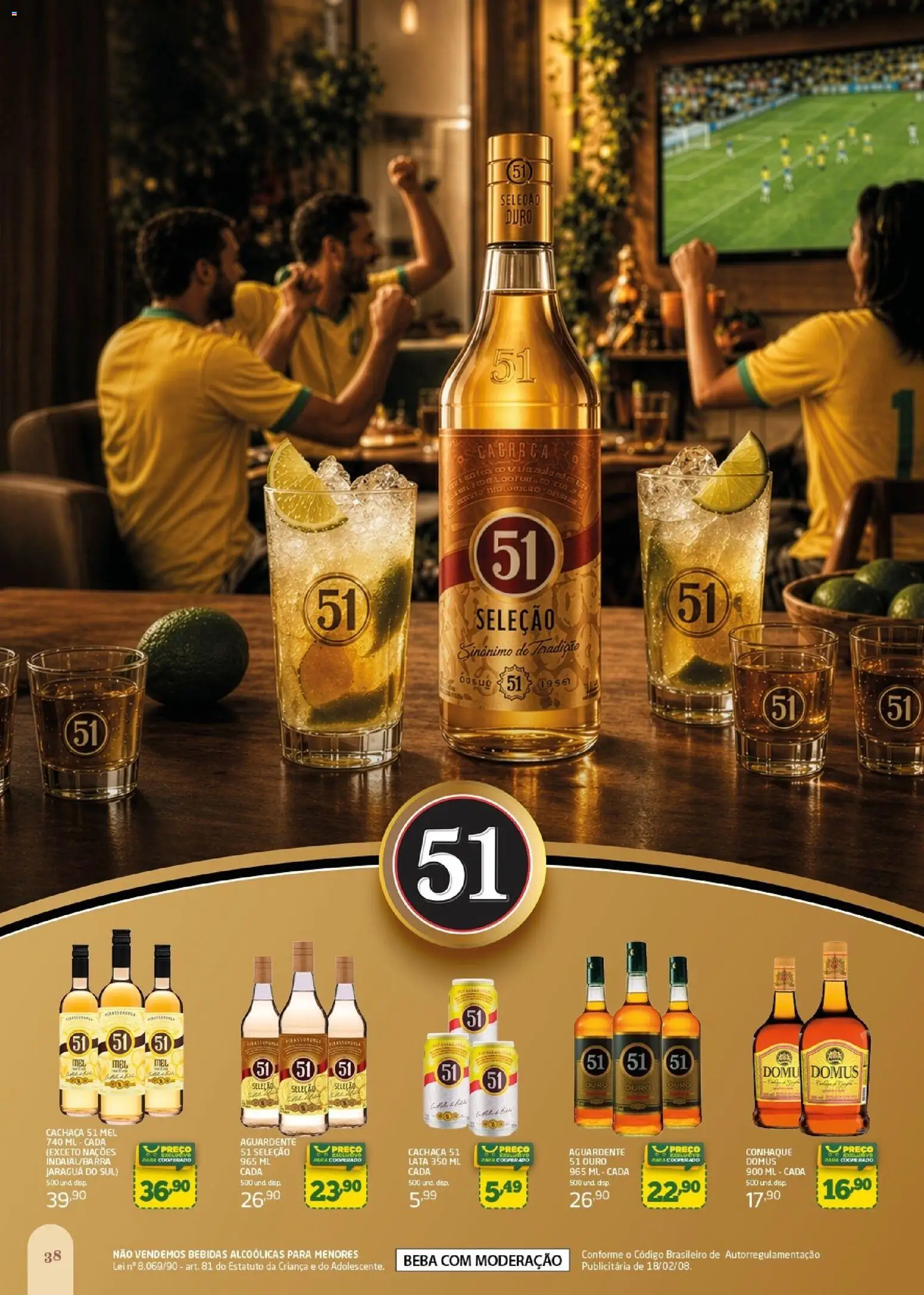 Cooper Folheto - válido de 27.05.2026 | Página: 38 | Produtos: Cachaça, Conhaque, Mel, Cachaça 51