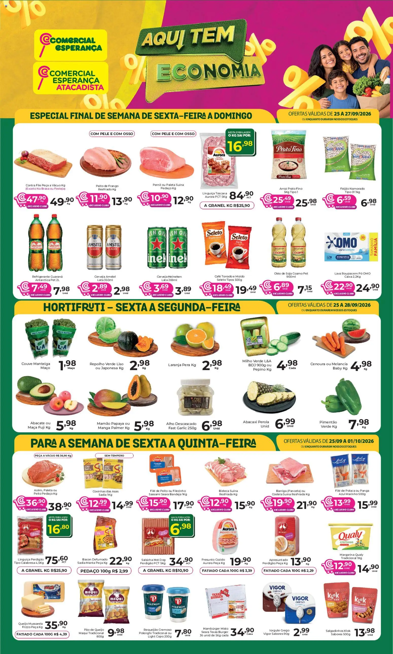 Comercial Esperança Folheto - válido de 25/09/2026 | Página: 1 | Produtos: Alho, Guaraná, Pernil, Cenoura